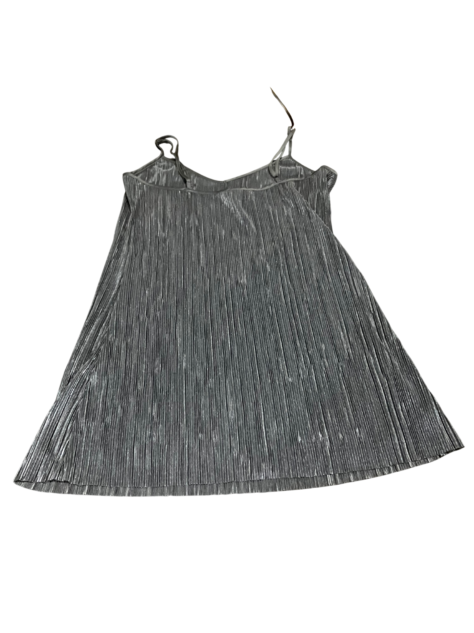 Victoria’s Secret Metallic Pleated Mini Slip Dress – Silver Gray, Size S