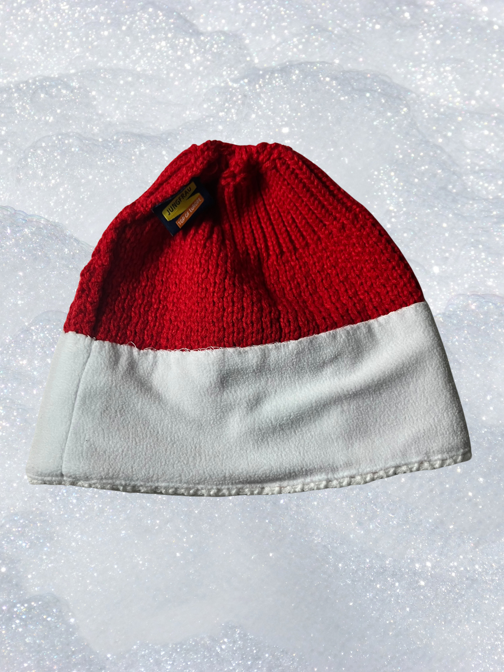 Jungfraujoch — Knit Hat | Swiss cross embroidery, fleece-lined, never worn · Sz OS