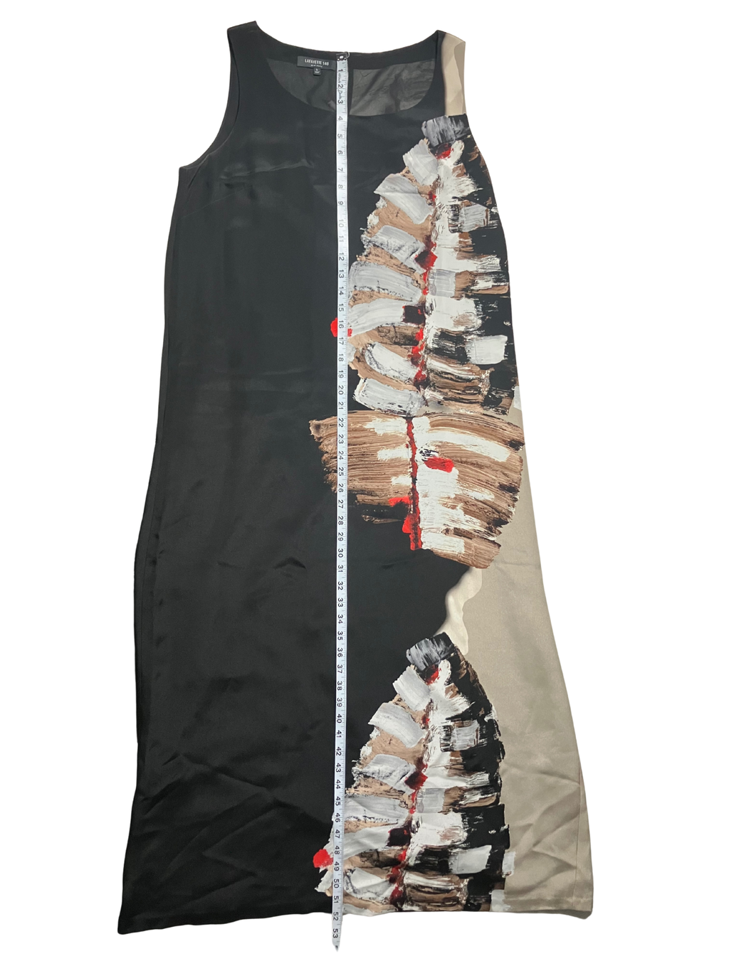 Lafayette 148 New York Silk Maxi Dress Abstract Print Sleeveless Size L