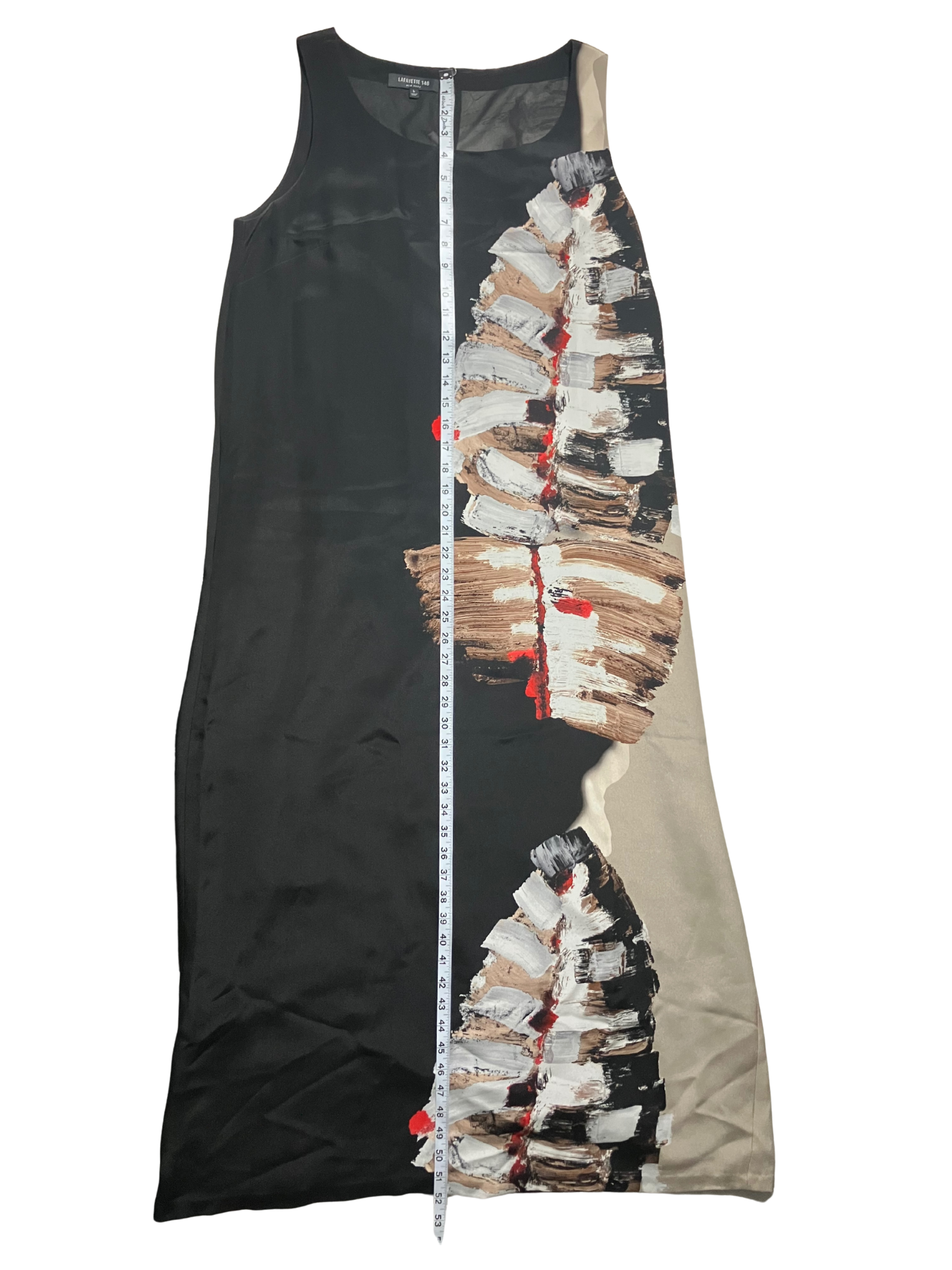 Lafayette 148 New York Silk Maxi Dress Abstract Print Sleeveless Size L