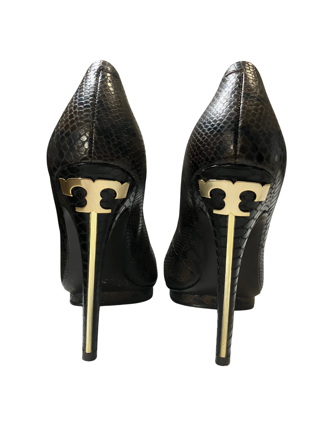 Tory Burch Snake Embossed Leather Platform Heels - Size 10.5M