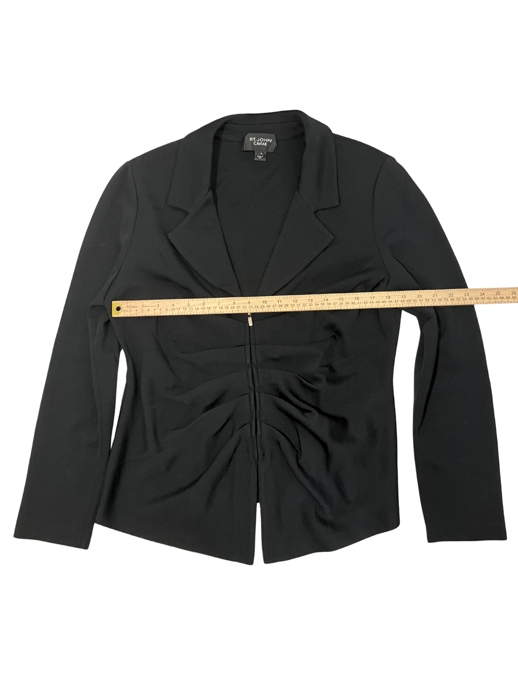 St. John Caviar Black Zip-Front Blazer – Women's Size 16 – Made in USA