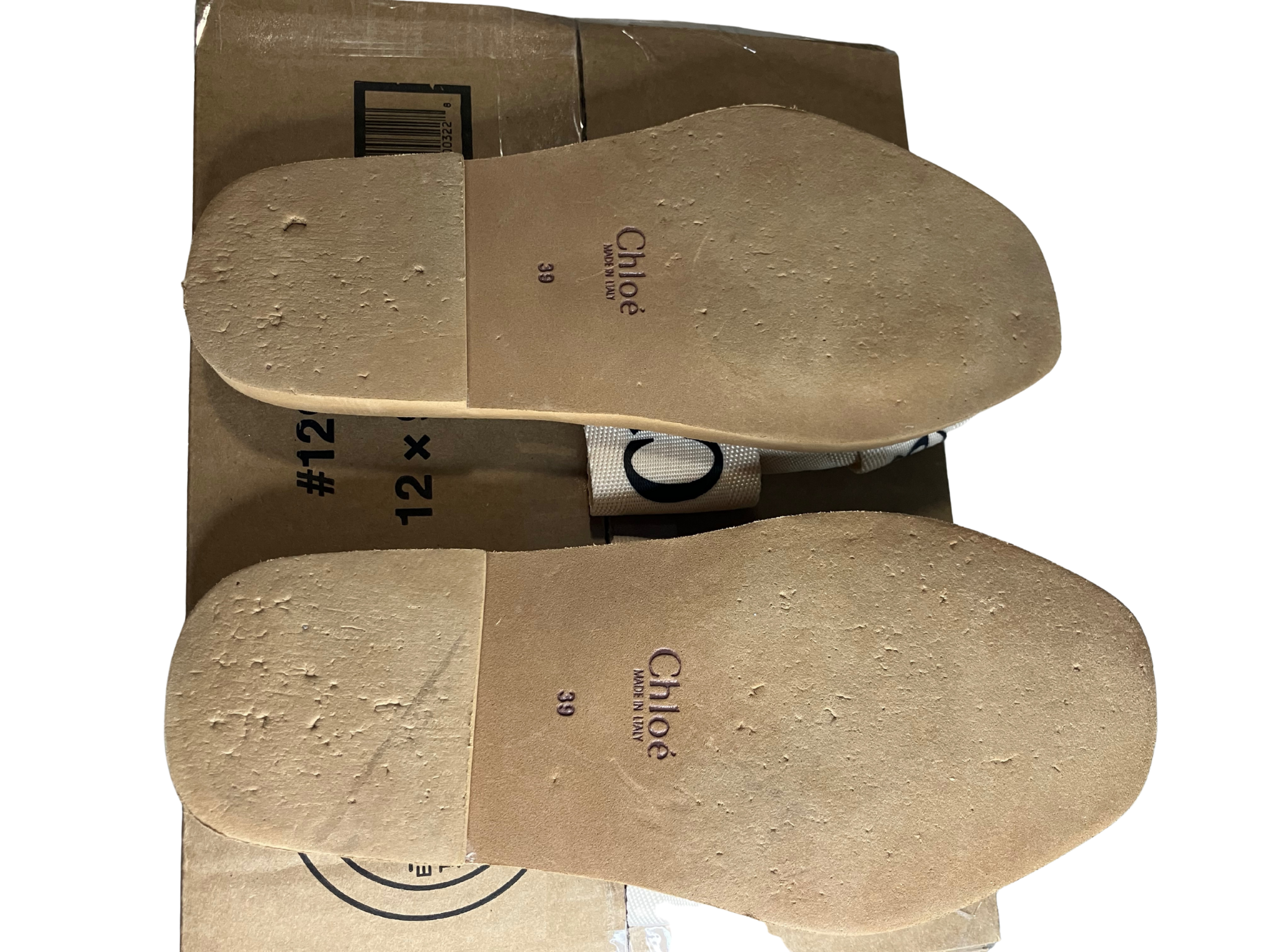 Chloé Woody Logo Ribbon Slides Sandals Beige/Tan Women’s 39 (US 9)