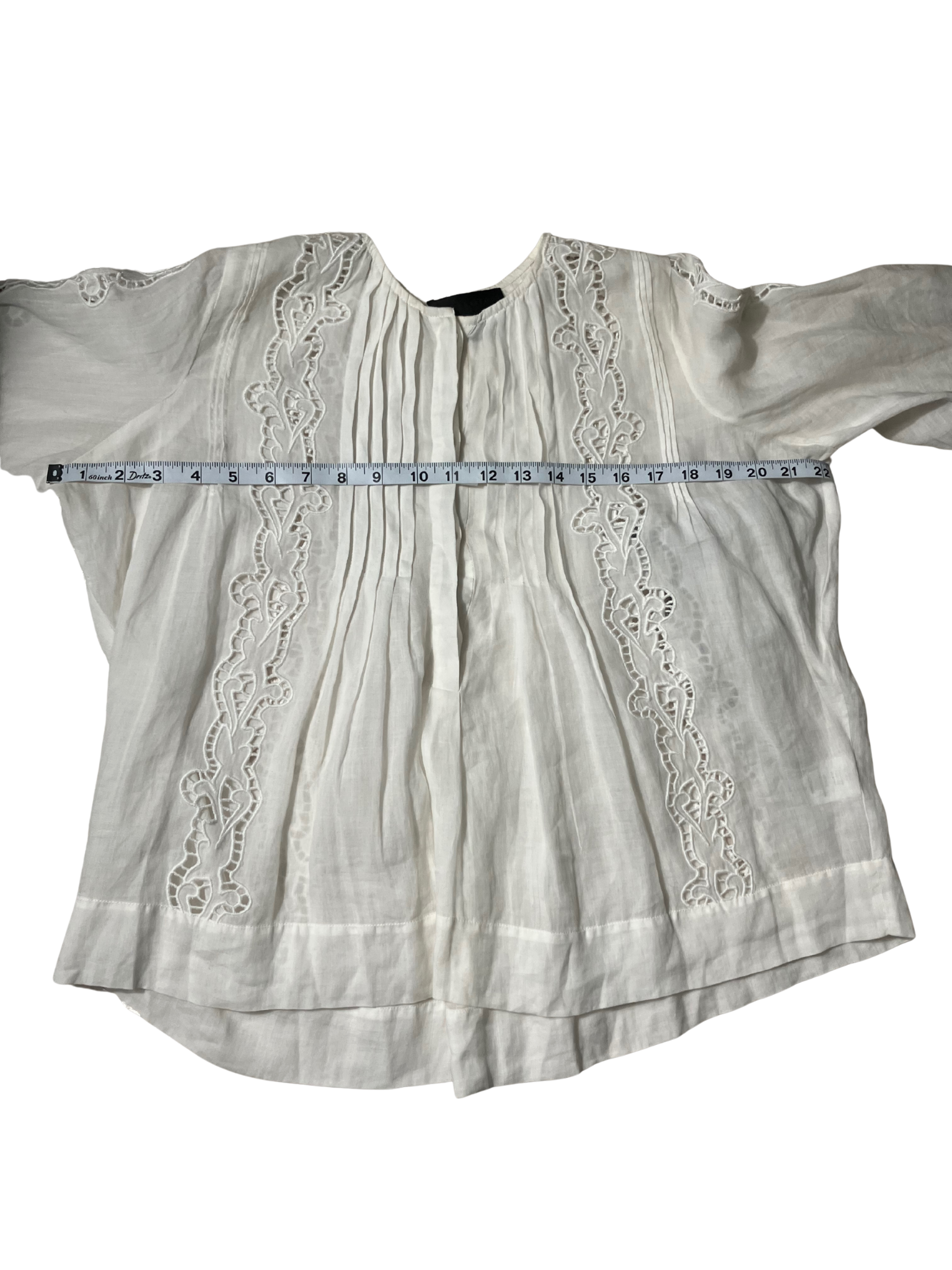 Nili Lotan White Ramie Lace Blouse - Pintuck Detail Size XS