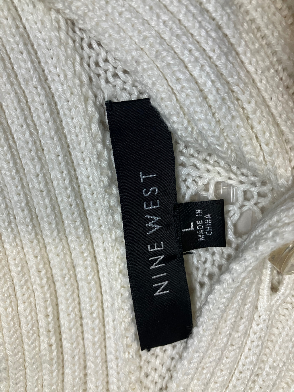 Nine West Open Knit Shrug Cardigan Women's Ivory Pointelle Short Sleeve