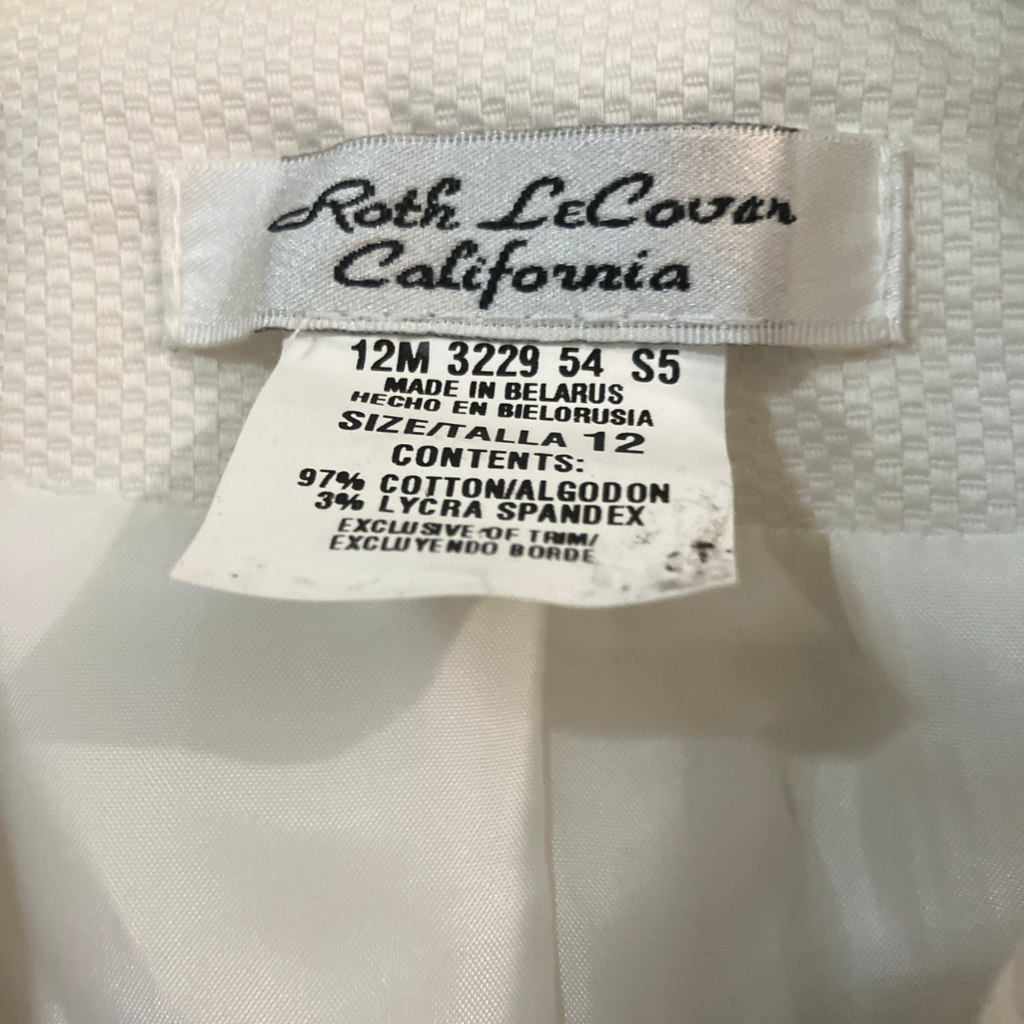 Roth LeCover Cream Blazer Size 12 - Striped Bow Detail California