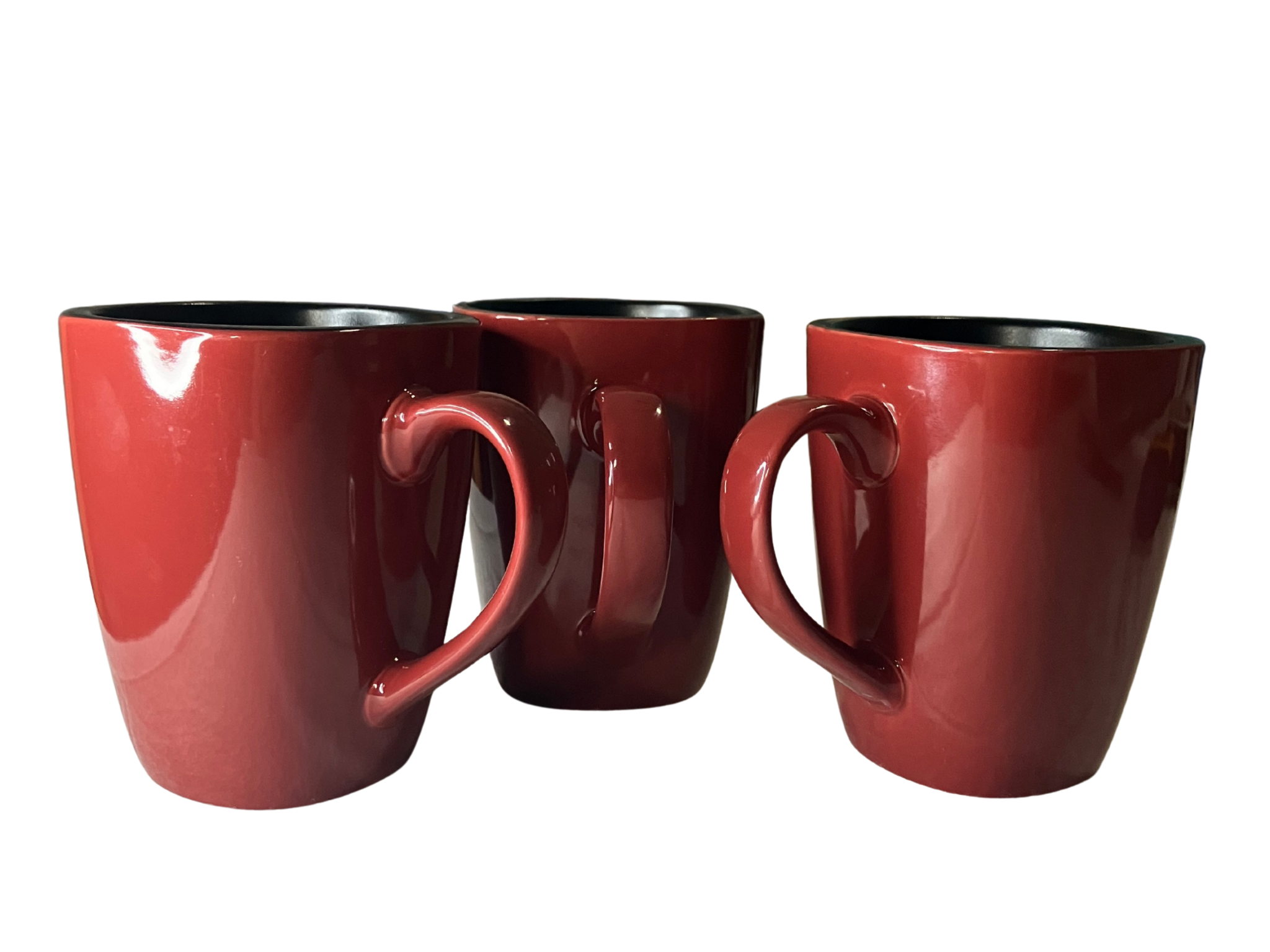 Corelle Hearthstone Red & Black Stoneware Coffee Mugs Set of 3