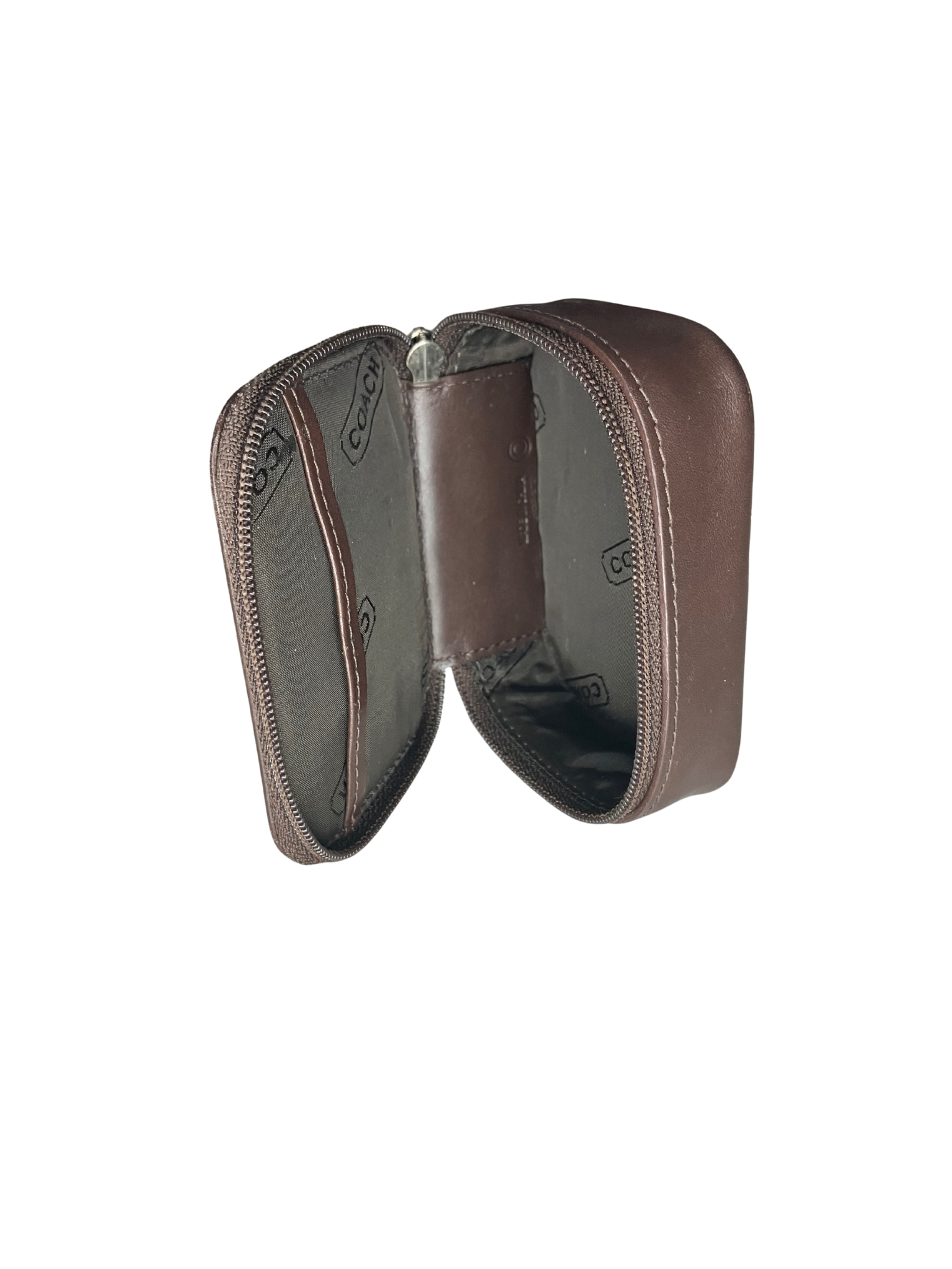 COACH Leather Mini Case & Double-Zip Wristlet Set – Brown & Blush Pink – Small Travel Essentials