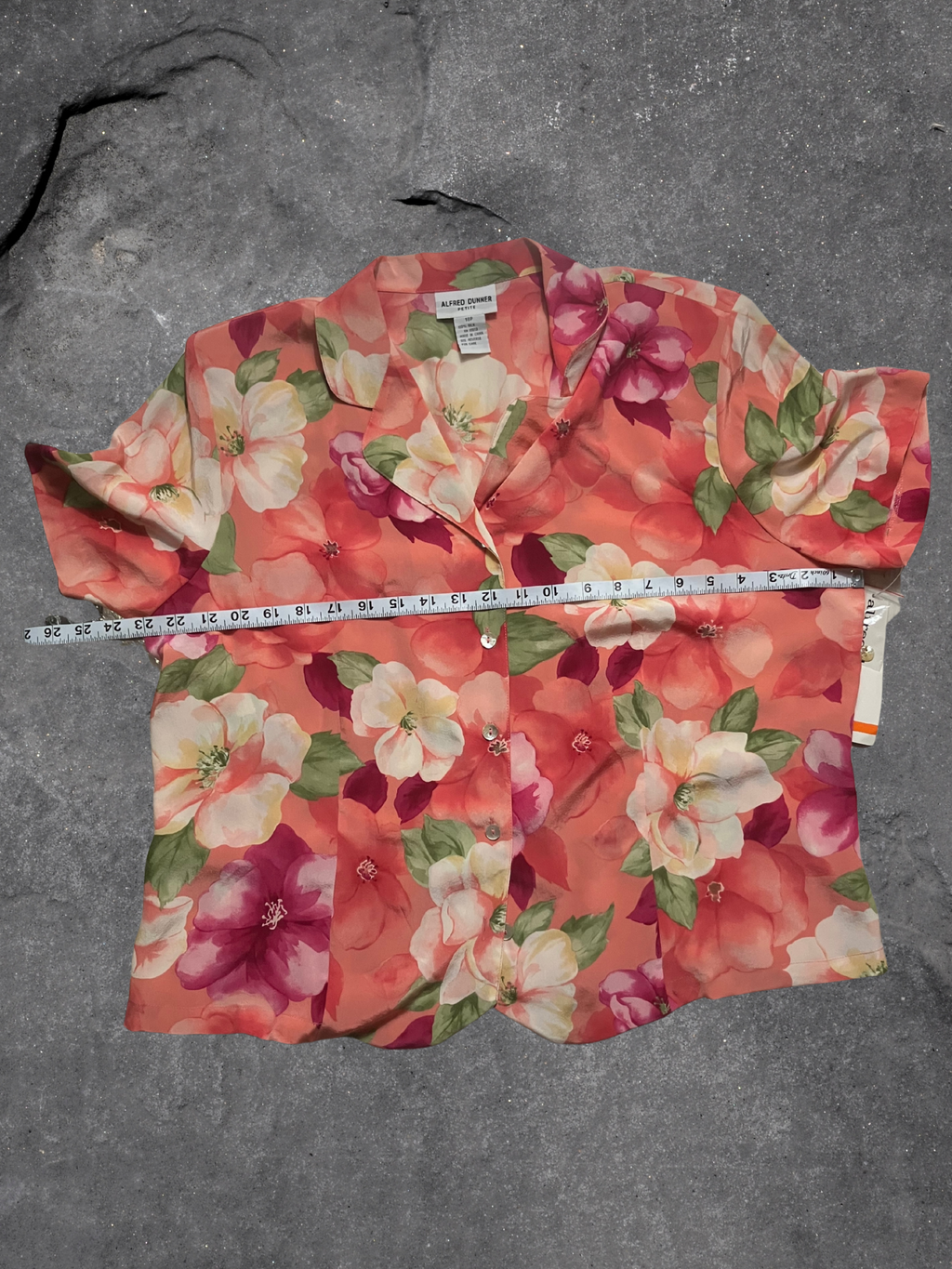 Alfred Dunner — Blouse | Oversized watercolor floral in 100% silk · Sz 18P