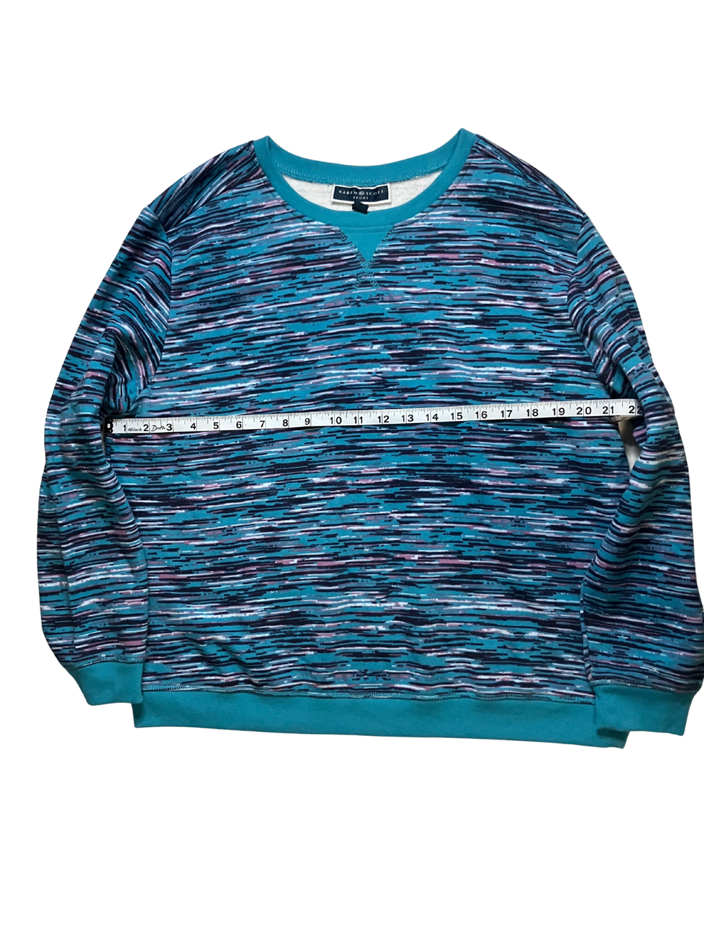 Karen Scott Sport Space Dye Sweatshirt Turquoise Purple Plus XL PXL