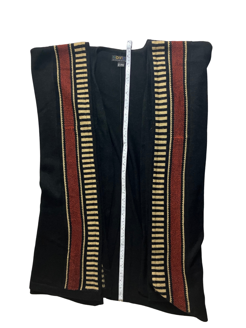 NOVICA Alpaca Blend Poncho Handmade Peru Black Terracotta Geometric One Size