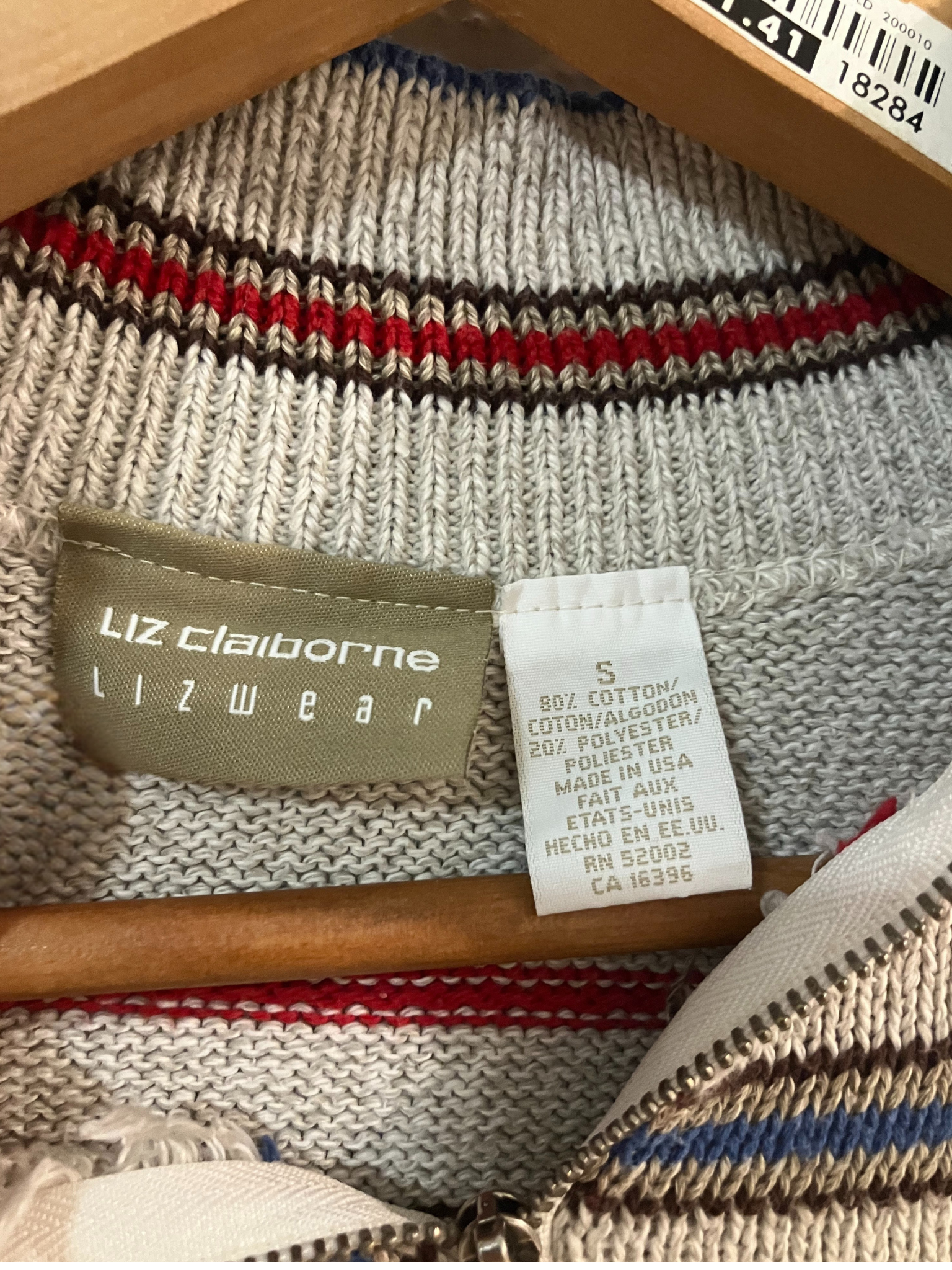 Liz Claiborne Lizwear Women’s Fair Isle Knit Half-Zip Sweater Size S Made in USA