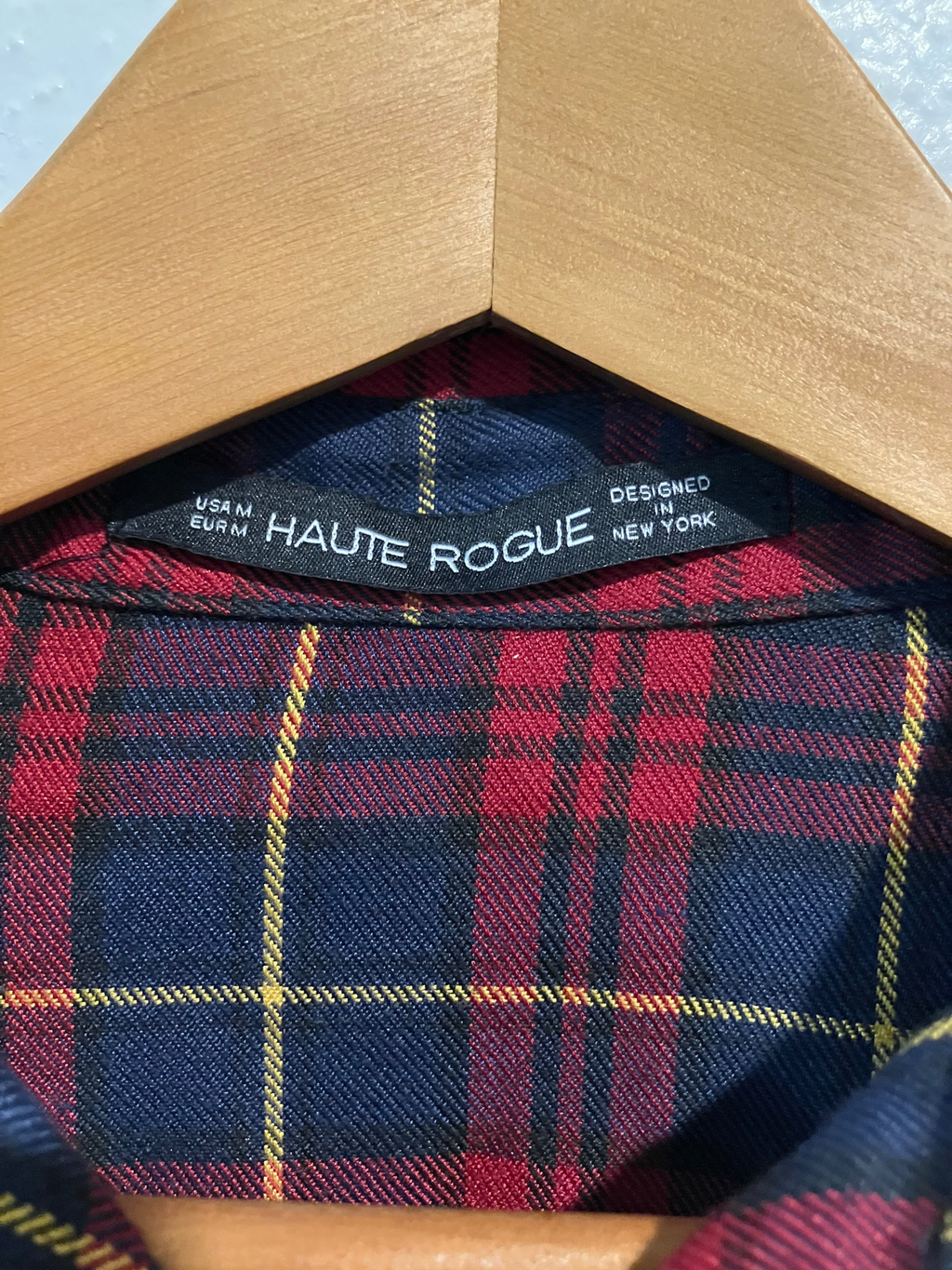 Haute Rogue Embroidered Floral Plaid Button-Up Shirt Size M