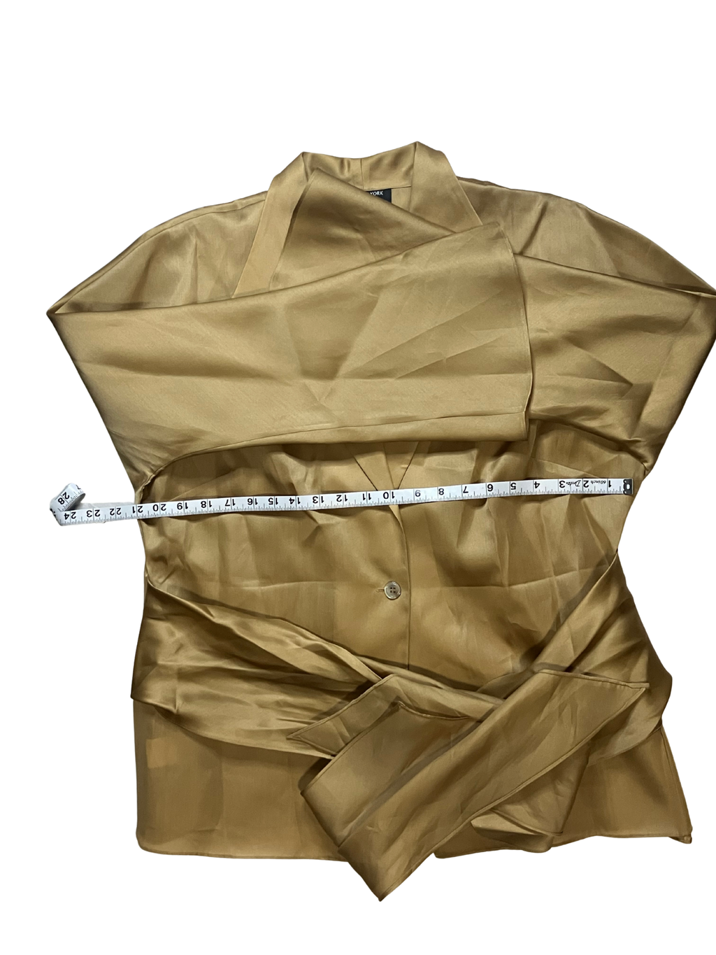 Jones New York Collection Silk Wrap Blazer Champagne Gold Size XL