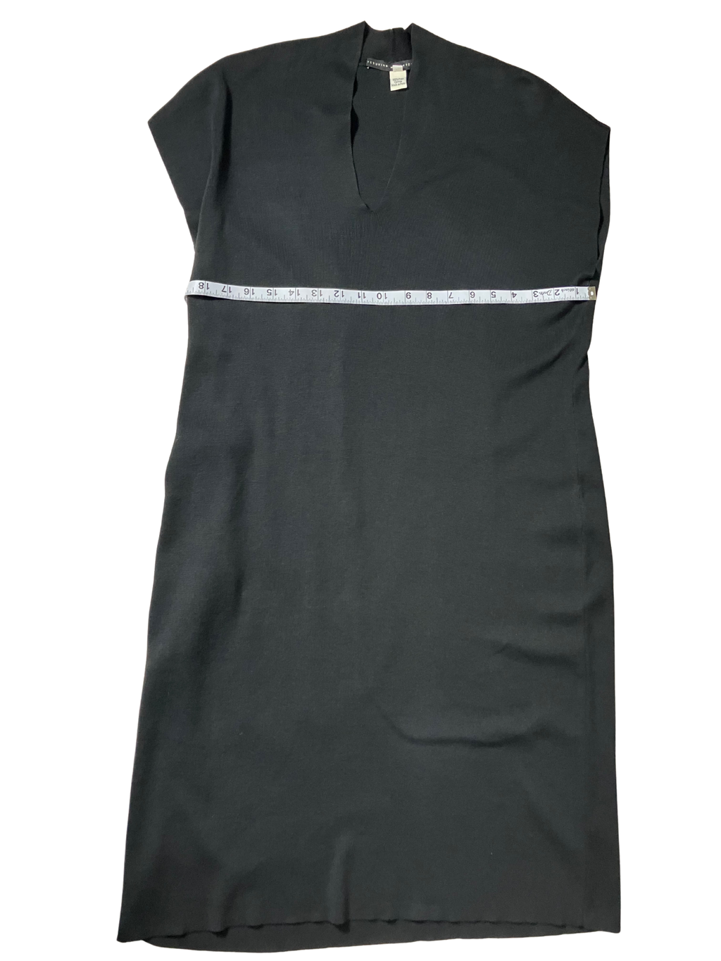 Peruvian Connection Black Pima Cotton V-Neck Midi Dress