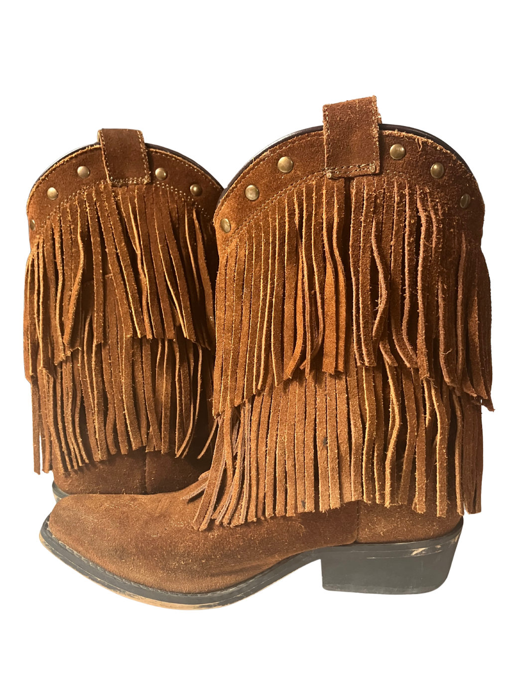 Shyanne Brown Fringe Western Boots - Size 2 Leather Cowboy Boots