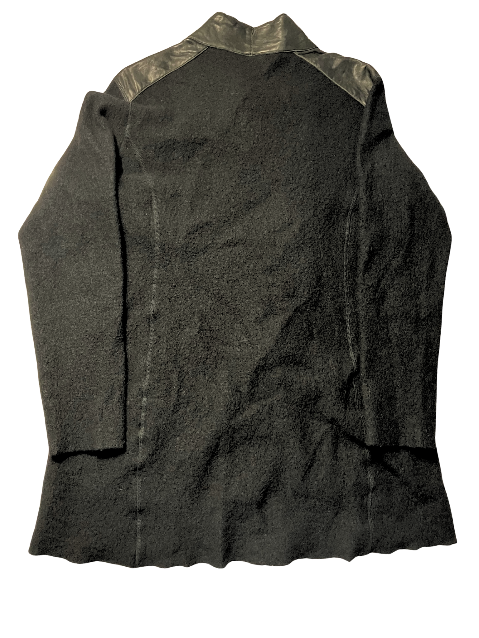 Eileen Fisher Green Eileen Merino Wool Jacket Leather Trim Size XL