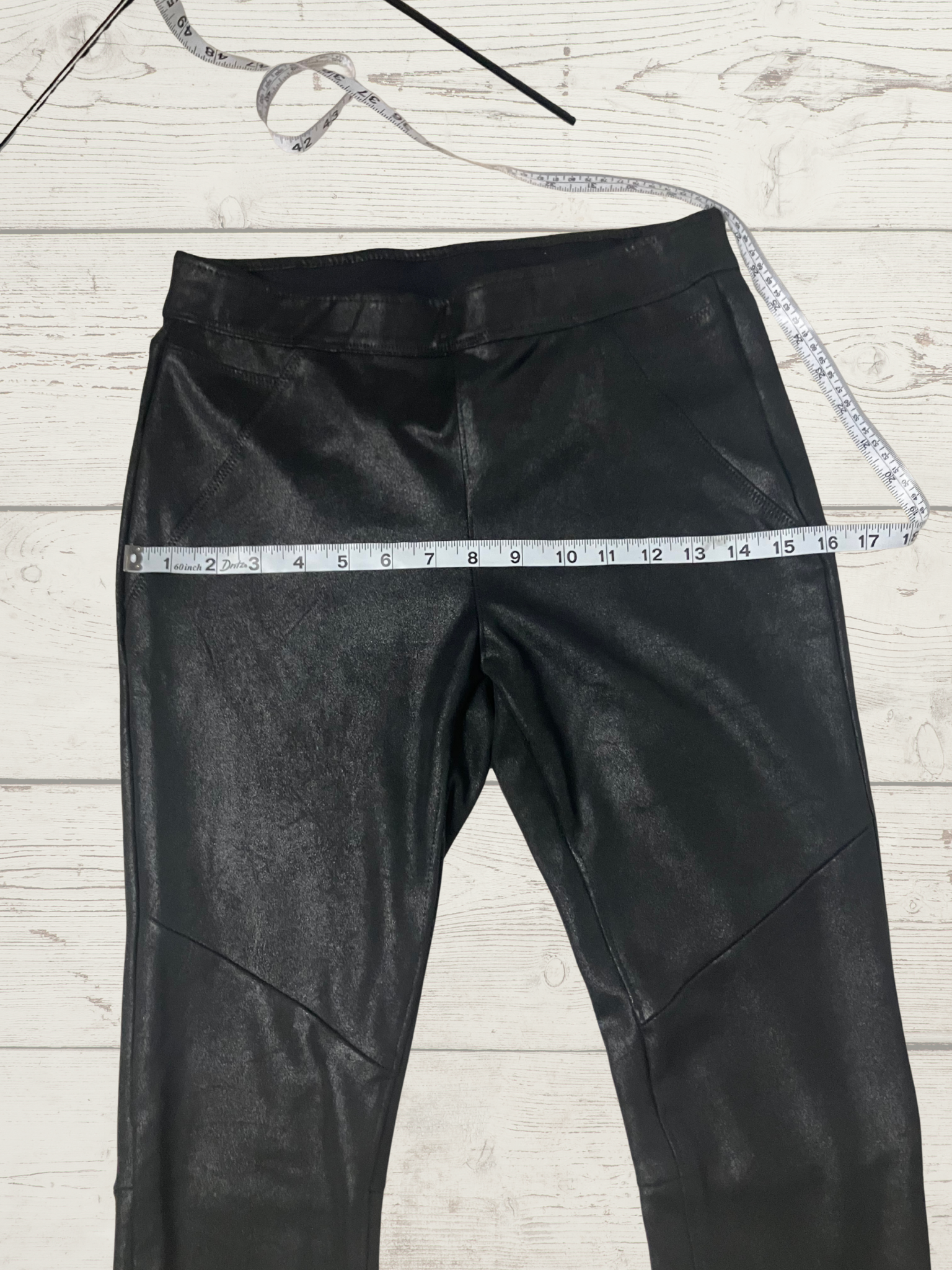 Free People — Leggings | Faux leather paneling, deep black · Sz 4