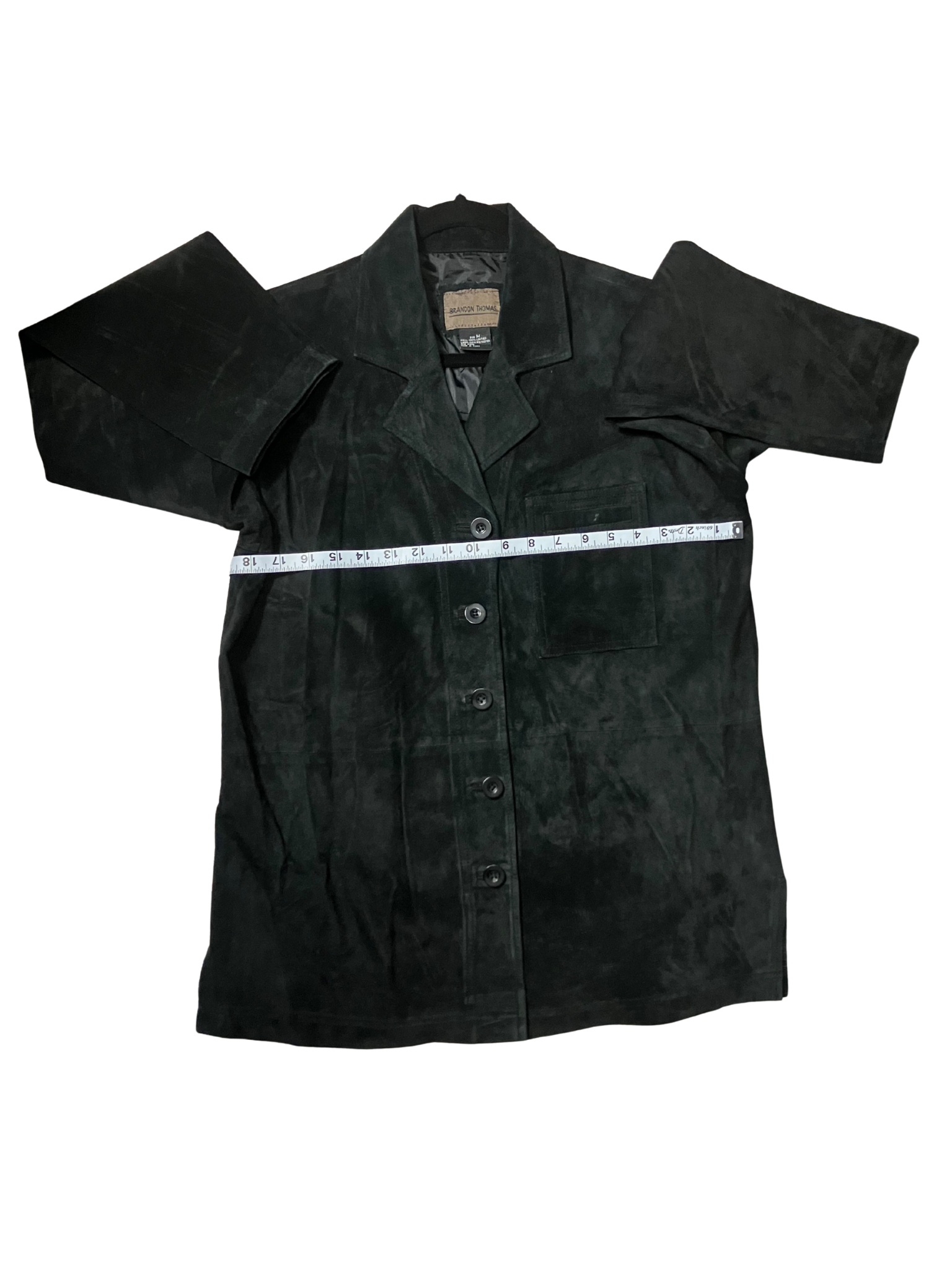 Brandon Thomas Genuine Leather Blazer Black Tailored Fit Size M