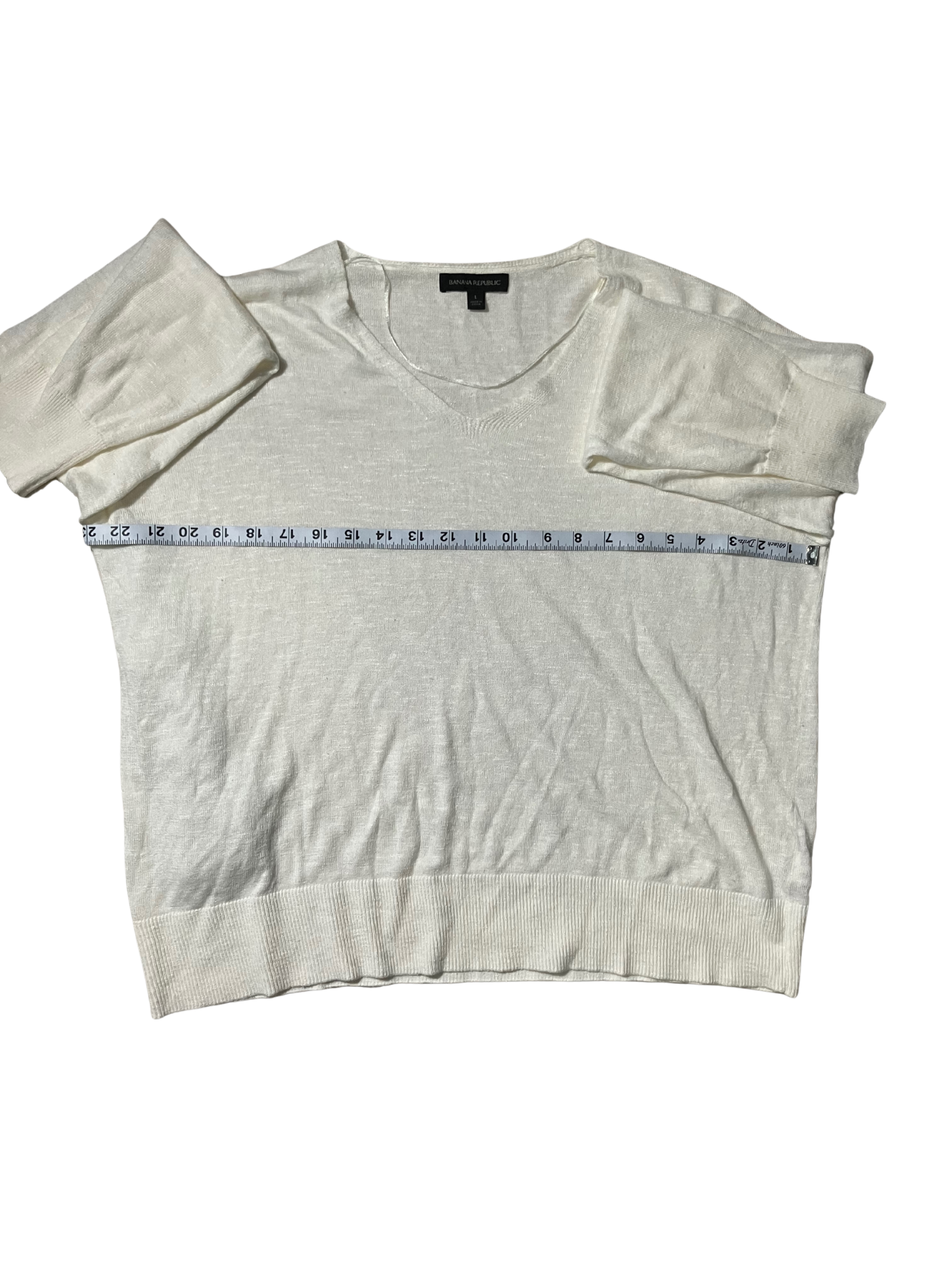 Banana Republic Linen Rayon Blend Lightweight Sweater Ivory Size L