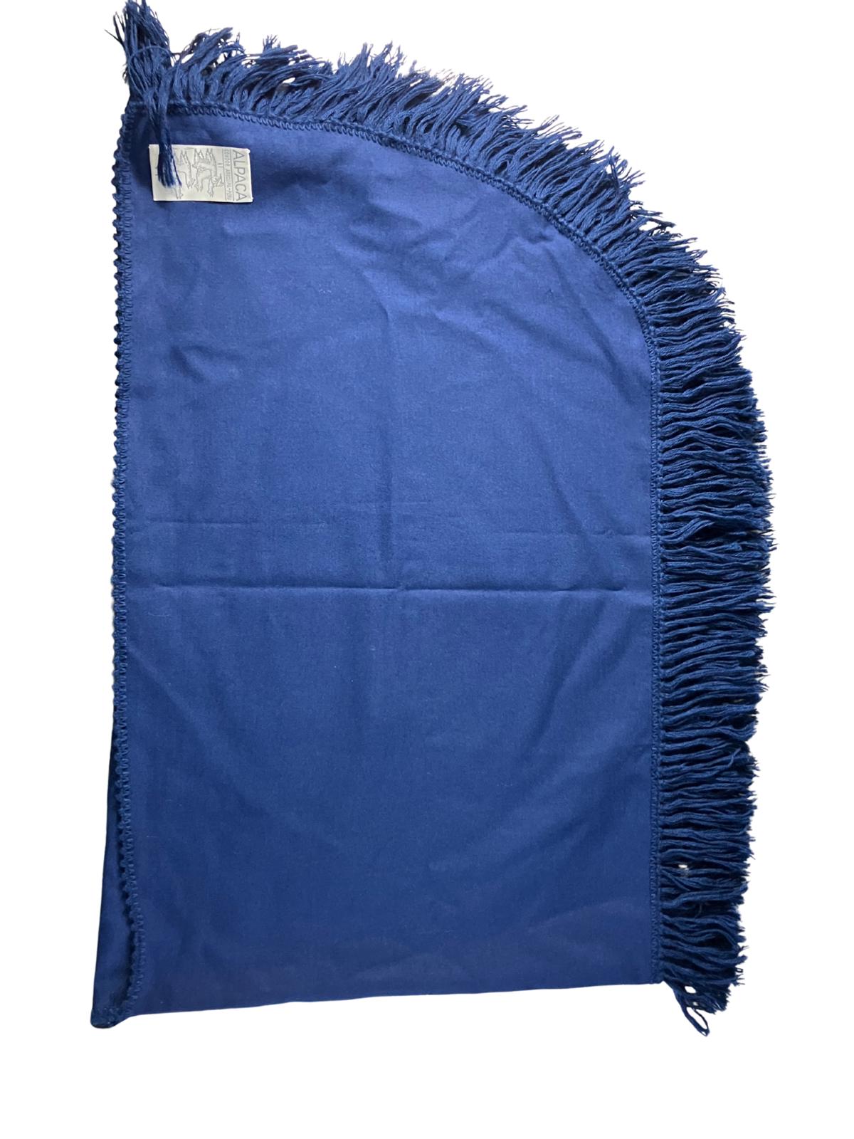 Alpaca Peru Navy Fringe Poncho Wrap Cape