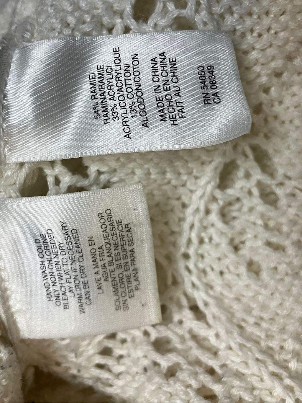 Nine West Open Knit Shrug Cardigan Women's Ivory Pointelle Short Sleeve