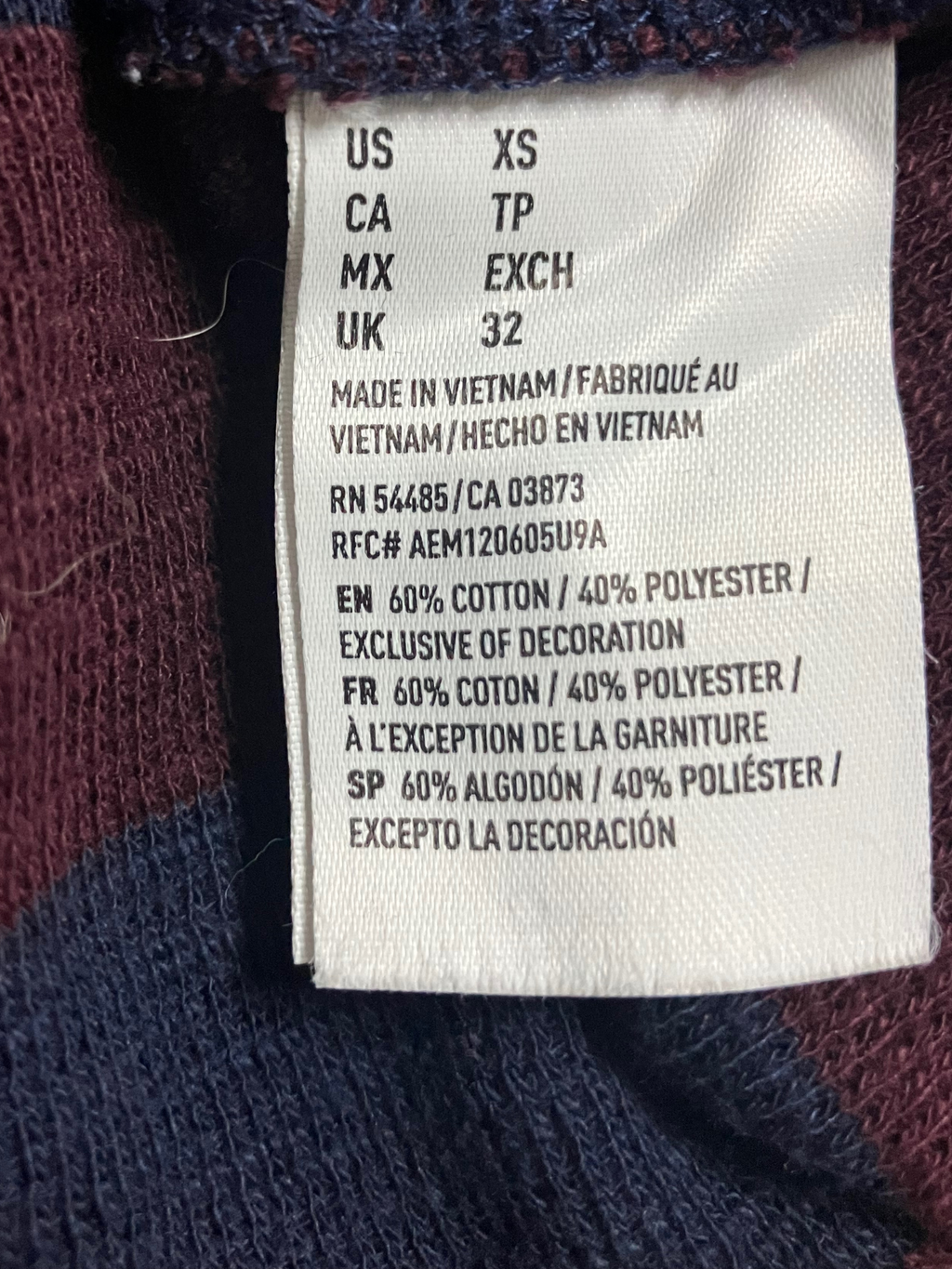 American Eagle AEO Heritage Striped Thermal Long Sleeve Shirt Men's XS