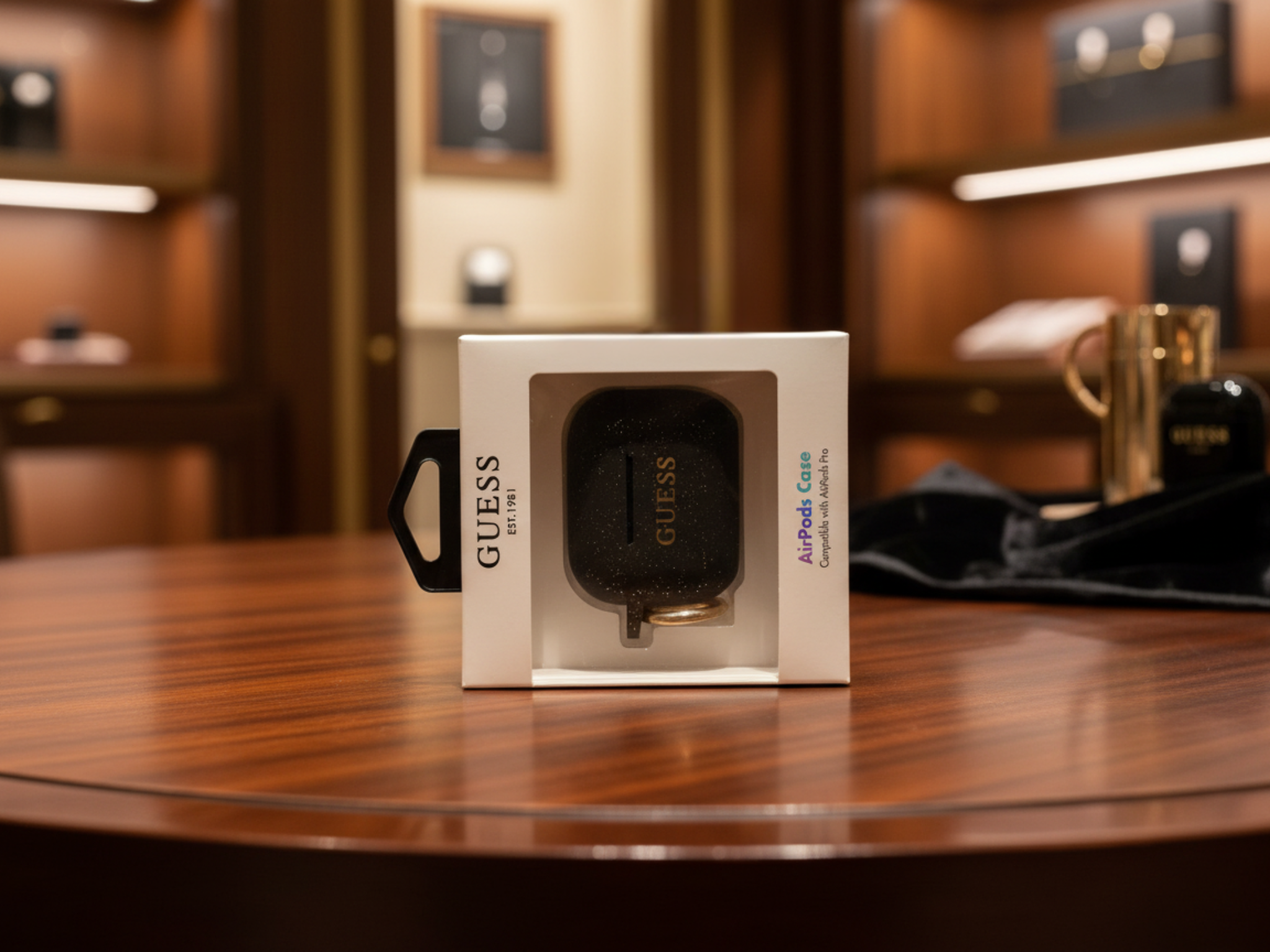 Designer AirPods Pro Case Gold Speckled Black with Metal Ring