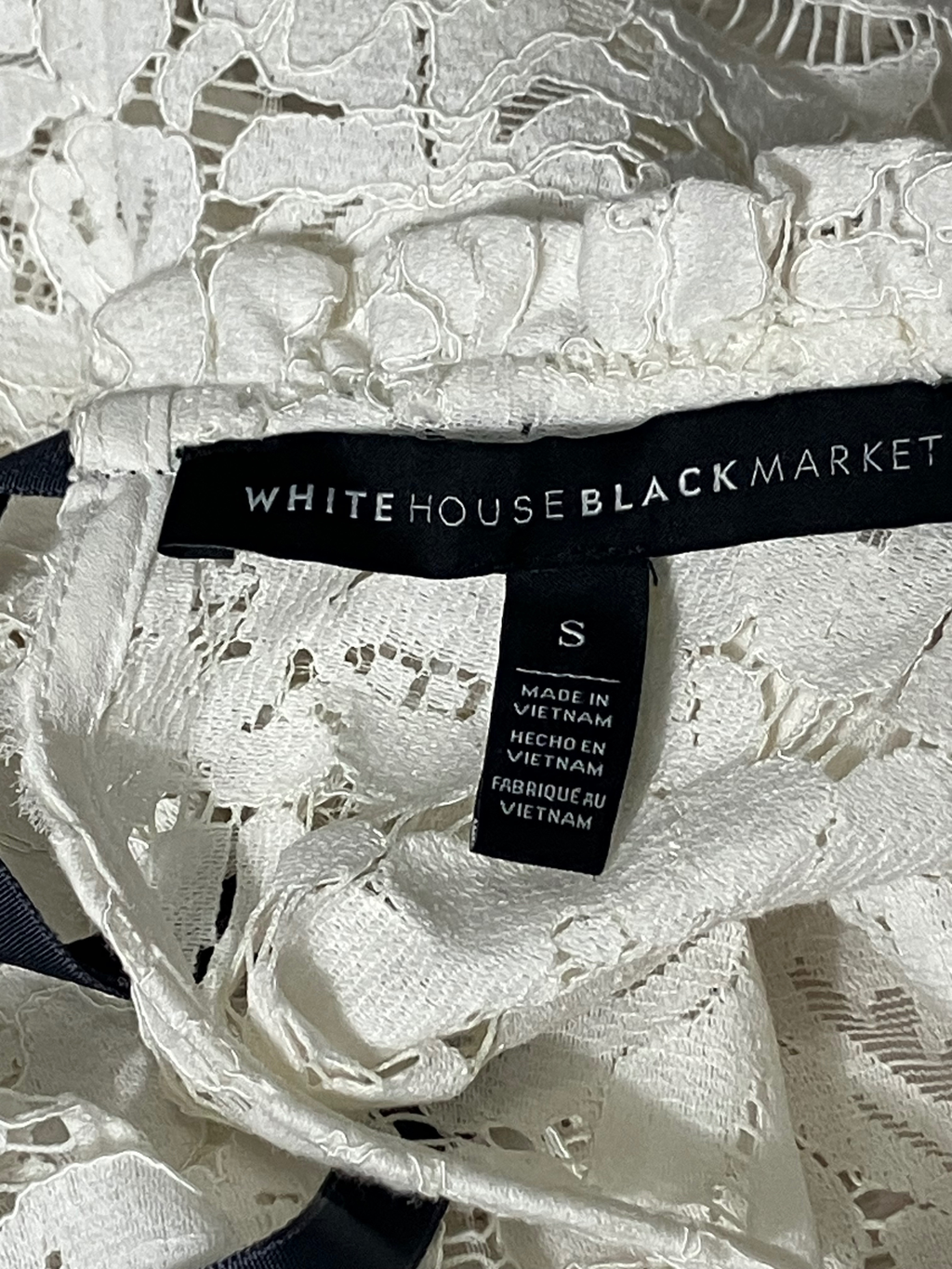 White House Black Market White Lace Cap Sleeve Top - Size S