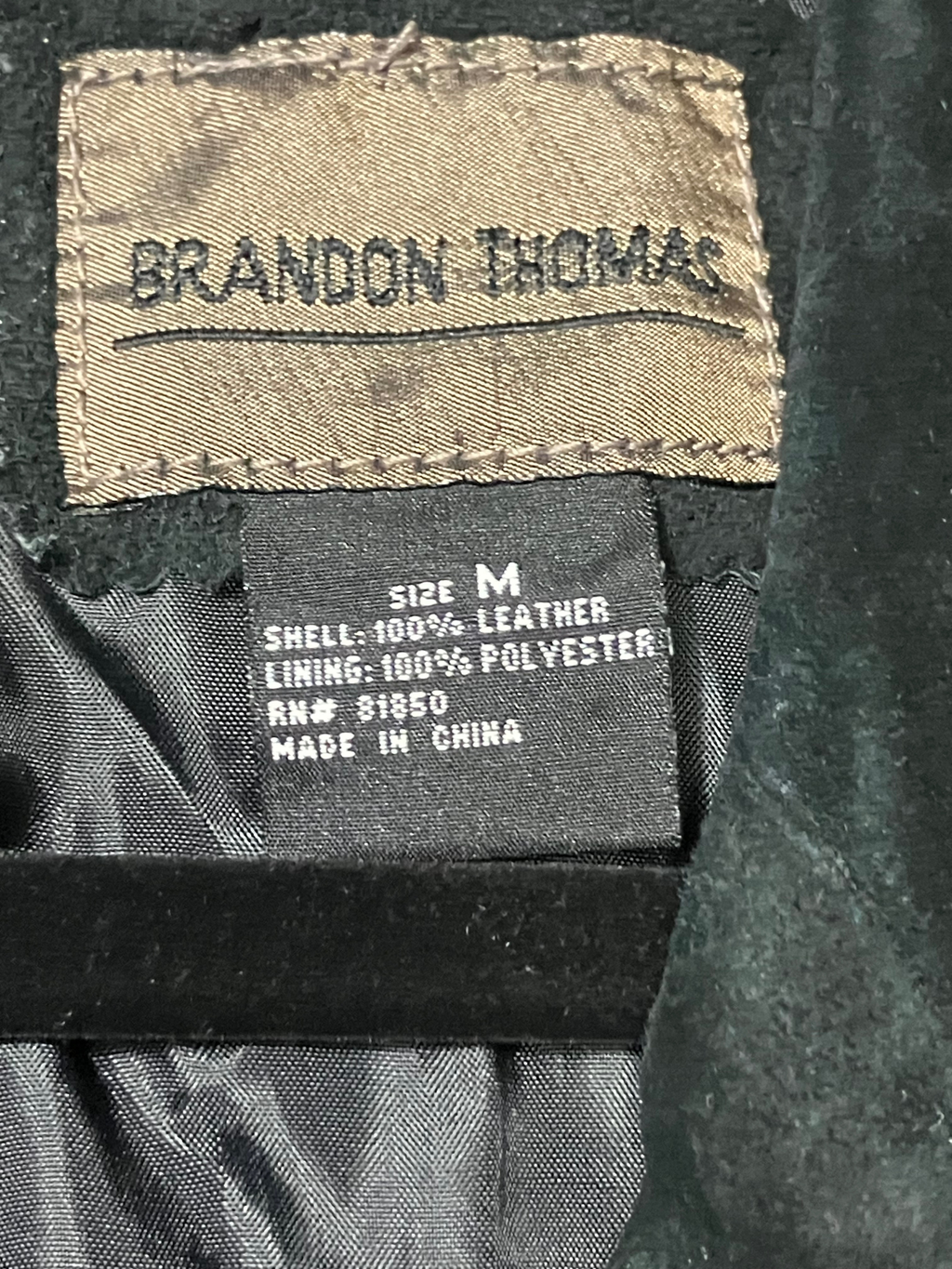 Brandon Thomas Genuine Leather Blazer Black Tailored Fit Size M