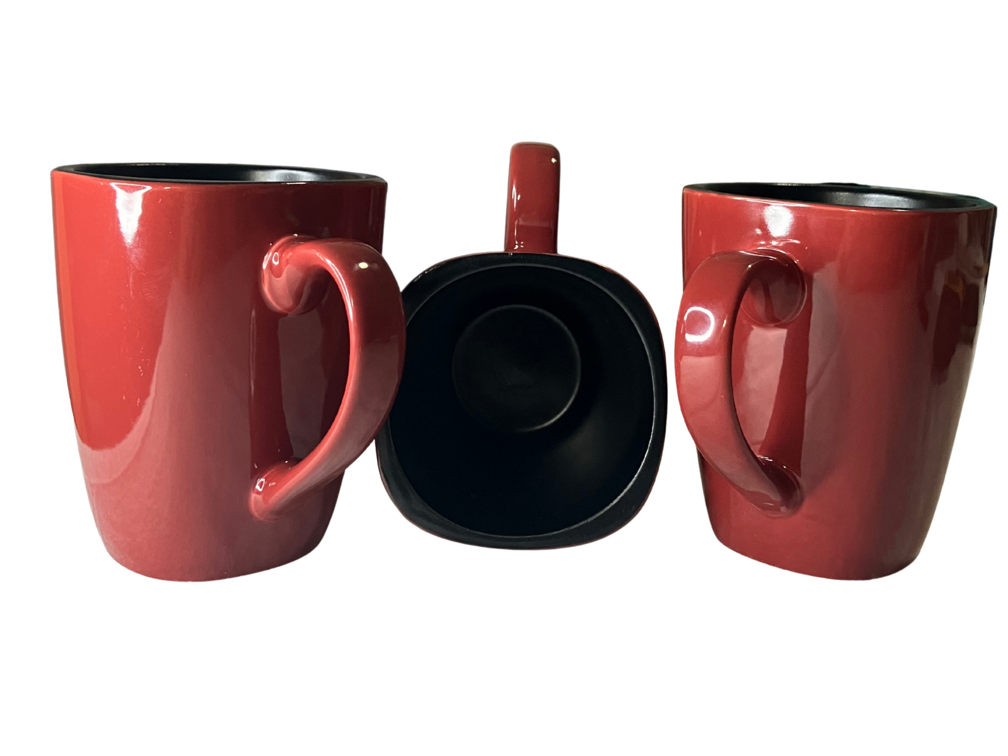 Corelle Hearthstone Red & Black Stoneware Coffee Mugs Set of 3