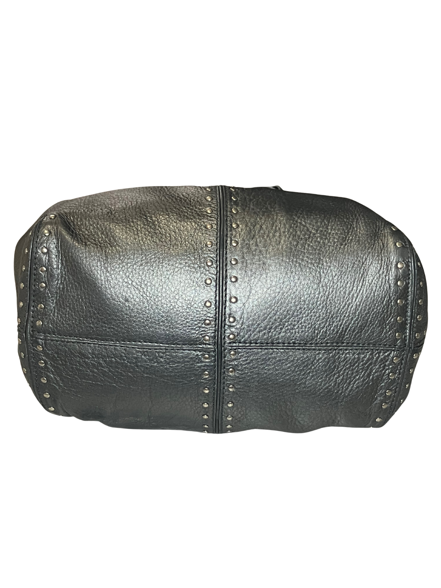 Michael Kors Black Pebbled Leather Studded Satchel - Large Tote Bag