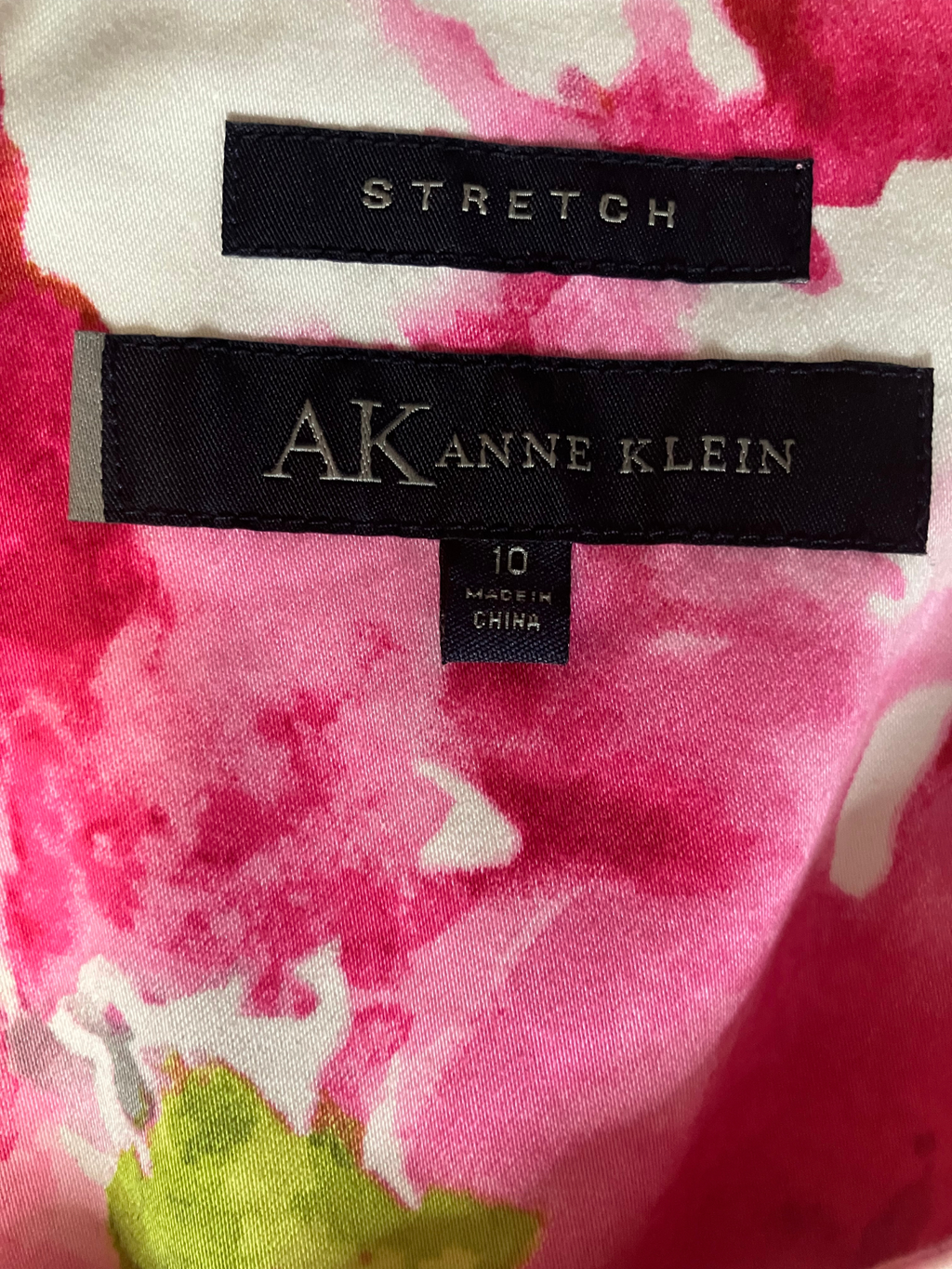 Anne Klein Watercolor Floral Sheath Dress Size 10 - Pink Cotton Stretch