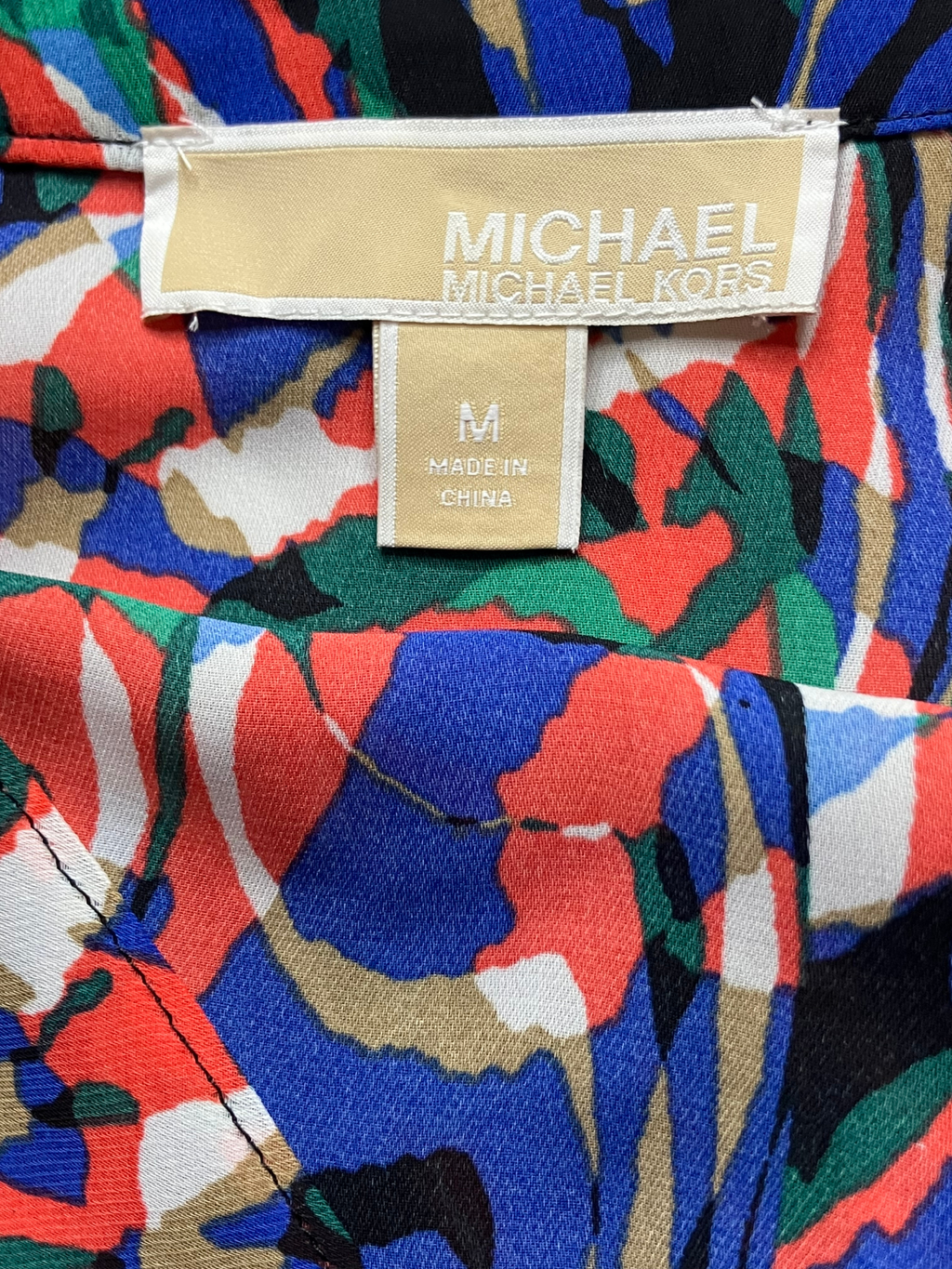 Michael Kors — Sleeveless Blouse | Multicolor abstract print, relaxed drape · Sz M