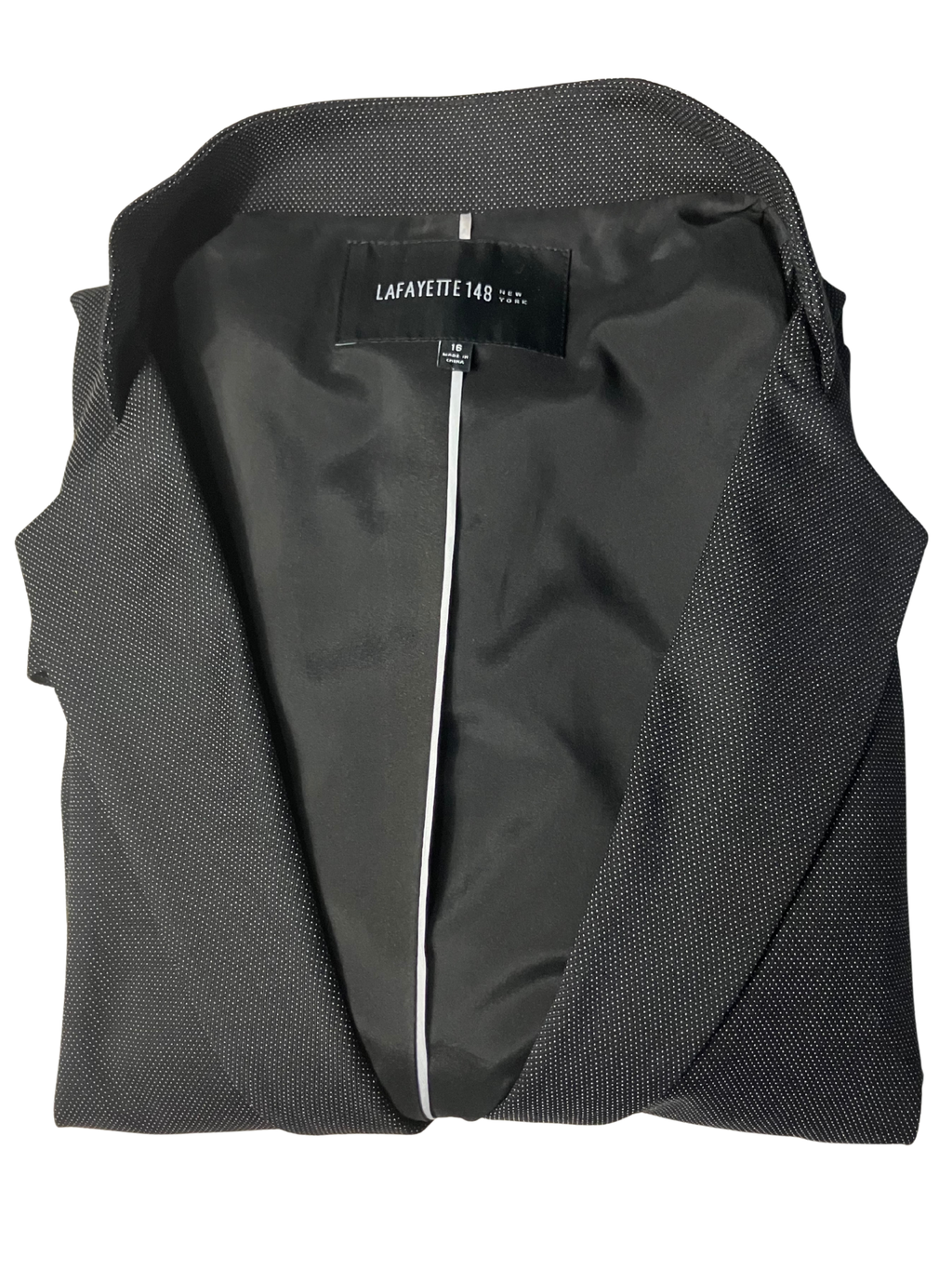 Lafayette 148 New York Black Wool Blazer Size 16 Tailored Two-Button Jacket