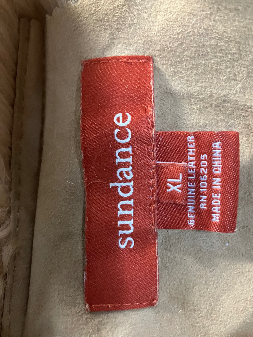 Sundance Suede Shearling Coat Beige Bohemian Button Front Size XL