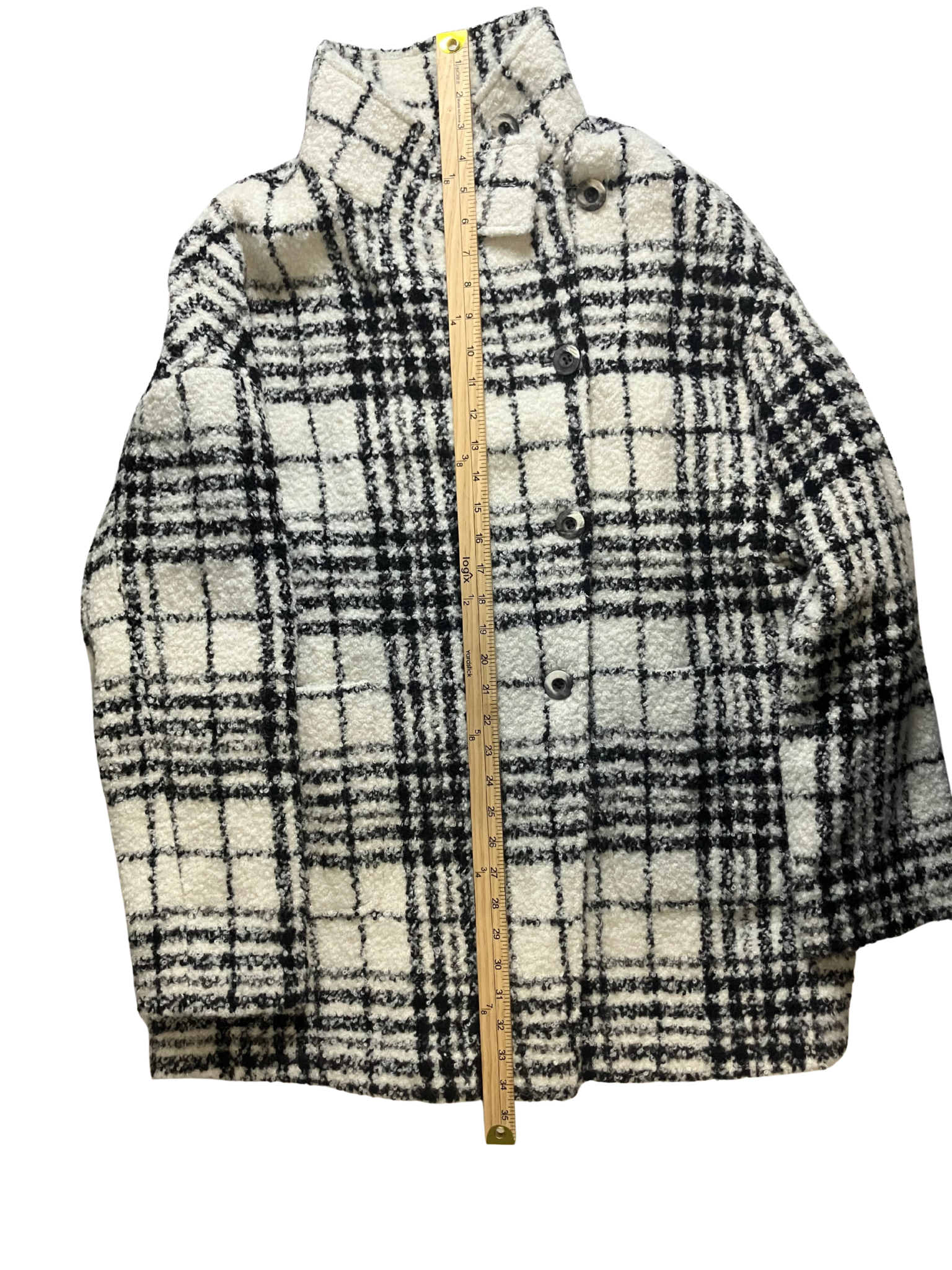 Peruvian Connection Elliott Coat Boucle Plaid Alpaca Wool Blend Size L NWT