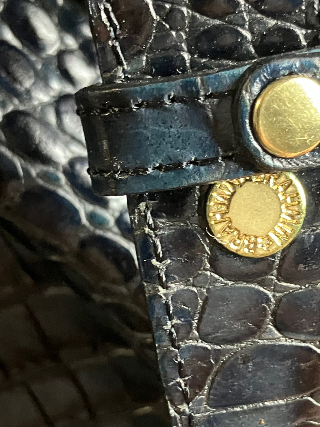 Brahmin Black Croc-Embossed Leather Tote Bag Gold Hardware Authentic