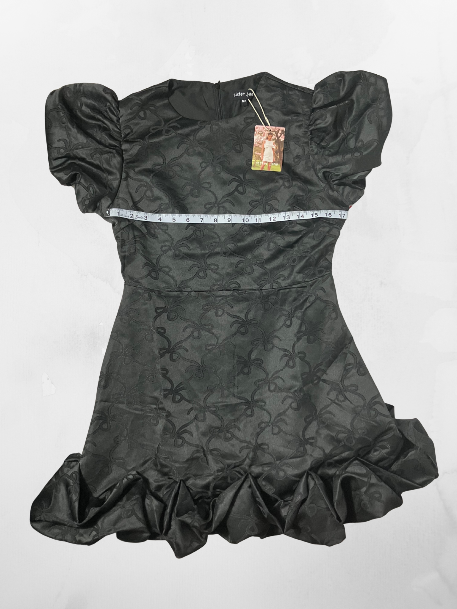 Sister Jane — Dress | London-designed bow jacquard with puff sleeves · Sz M