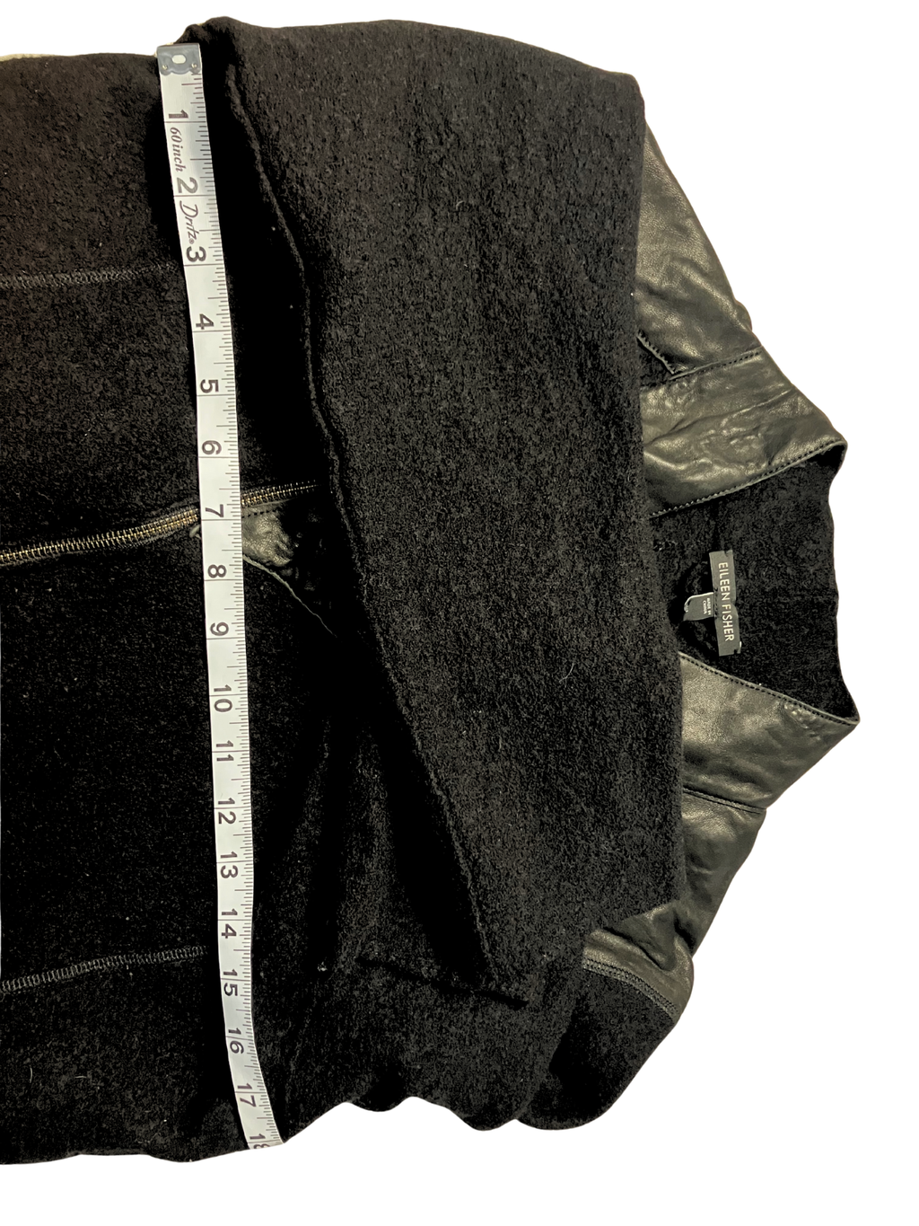 Eileen Fisher Green Eileen Merino Wool Jacket Leather Trim Size XL