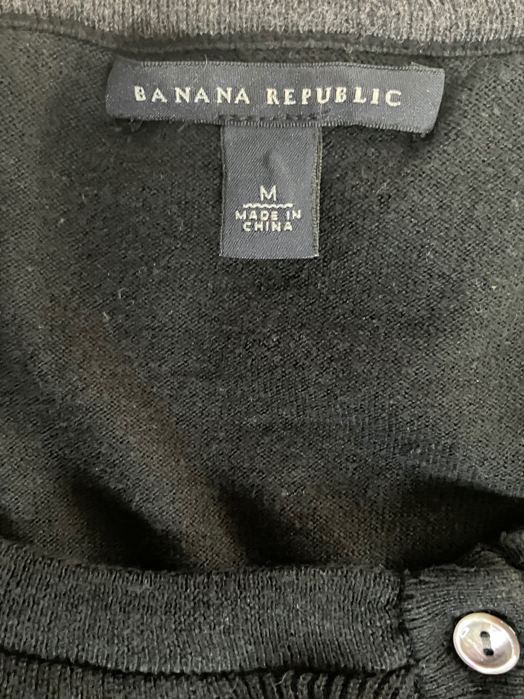 Banana Republic Black Ruffle Collar Knit Top Pima Cotton Wool Blend Size M