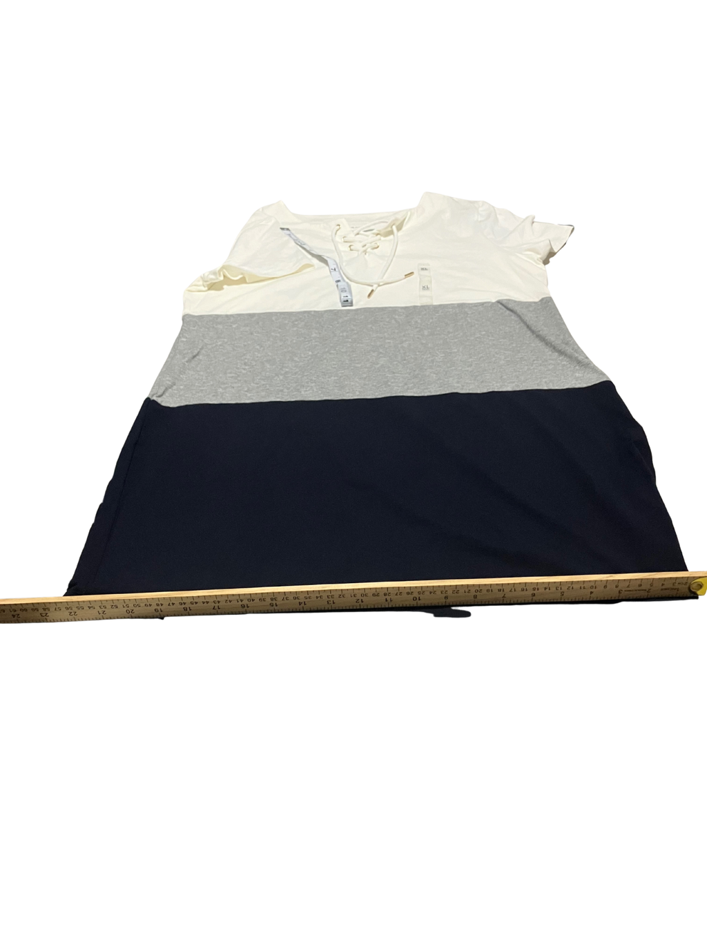 Tommy Hilfiger — Tunic Dress | Cotton colorblock with lace-up neckline · Sz XL