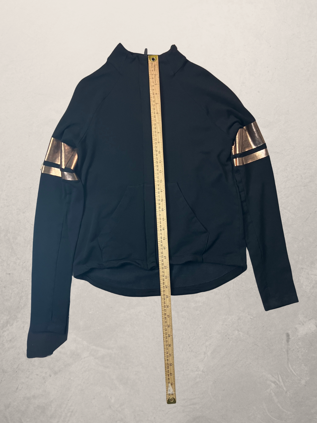Vimmia — Knit Sweater | Black modal with rose gold metallic detail · Sz S