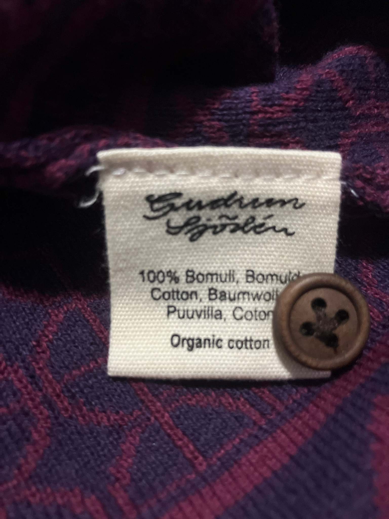 Gudrun Sjödén Organic Cotton Embroidered Cardigan – Size L – Burgundy