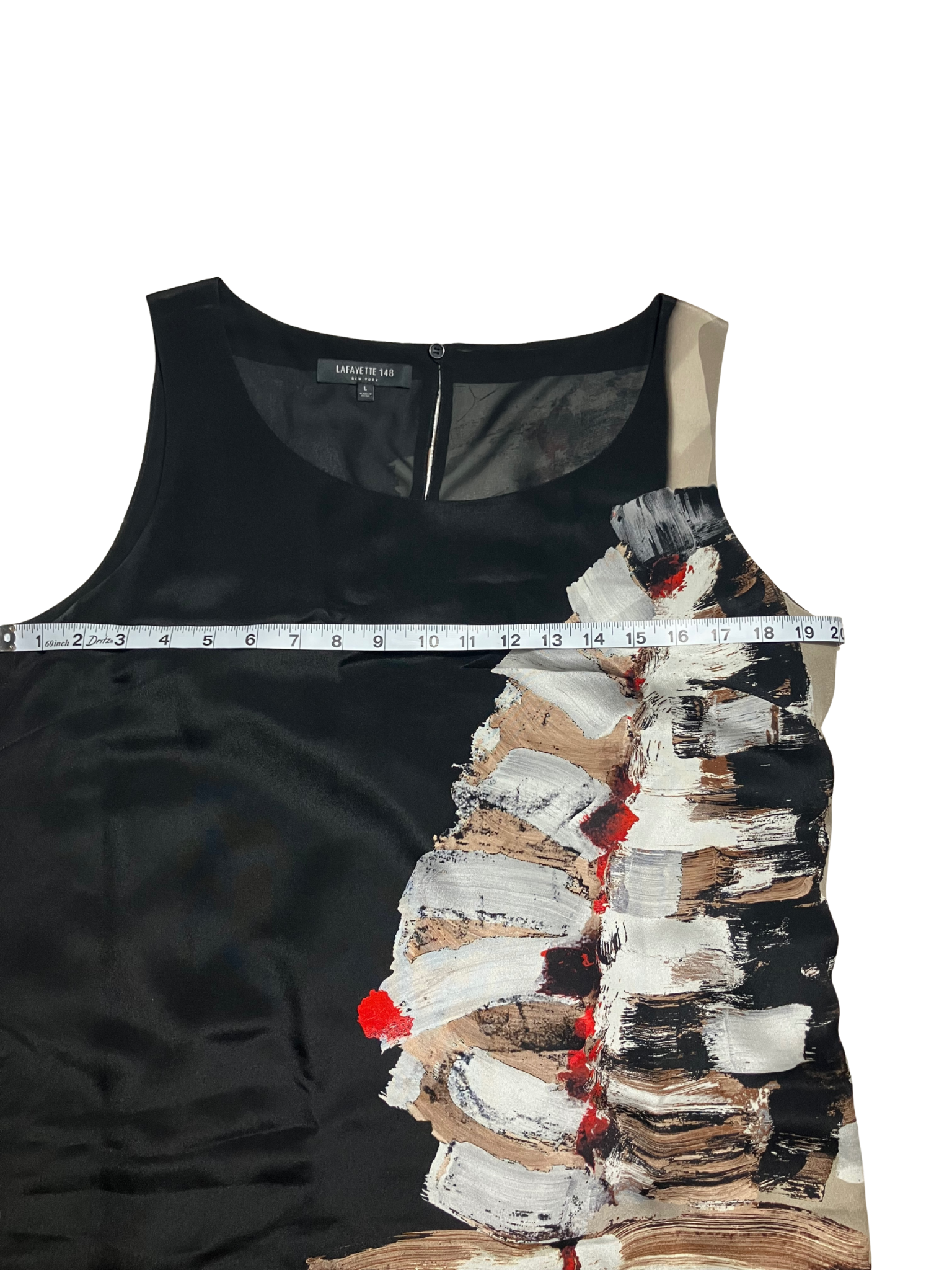 Lafayette 148 New York Silk Maxi Dress Abstract Print Sleeveless Size L