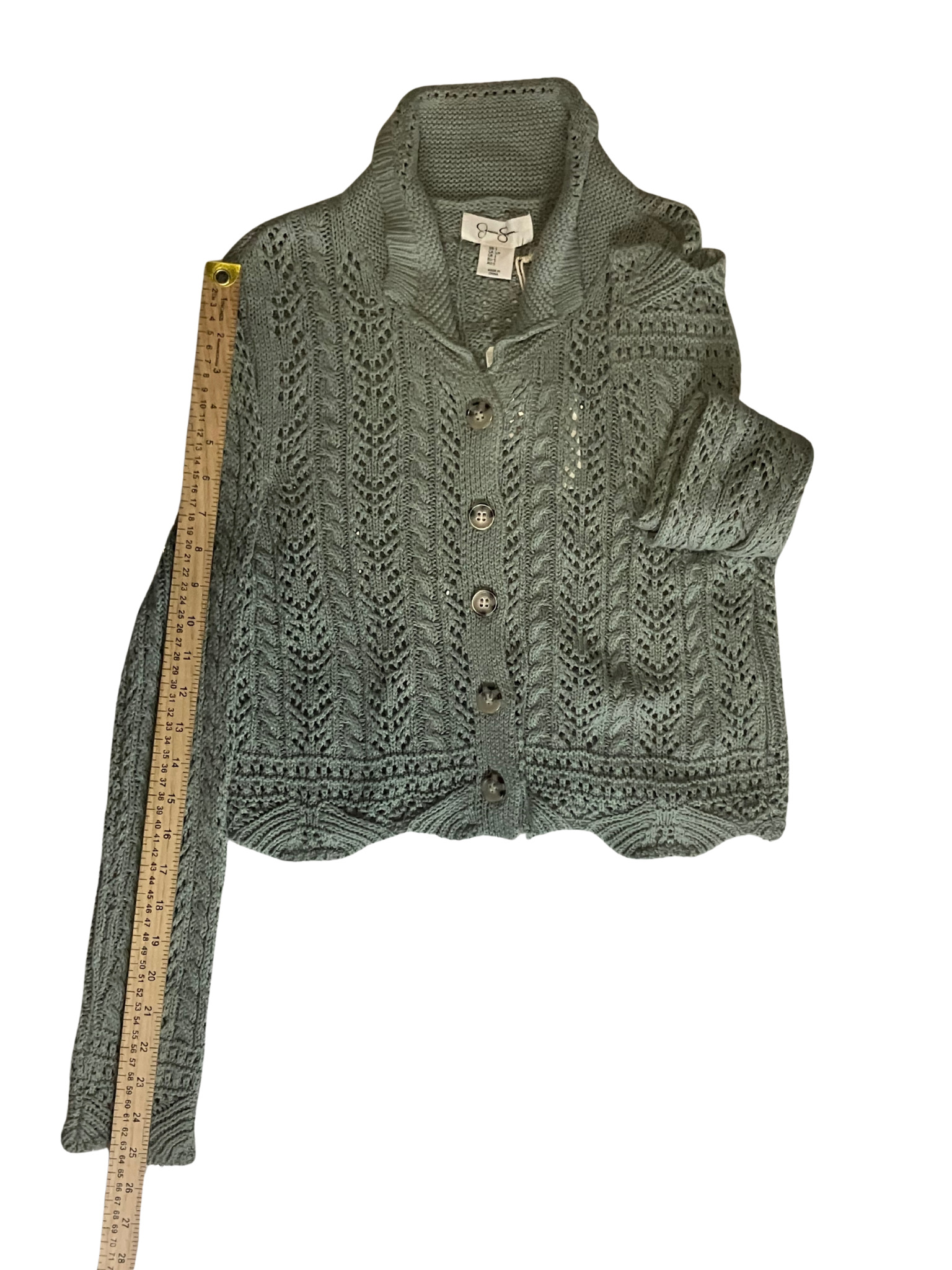 Jessica Simpson Open-Knit Button Front Cardigan–Women’s Size S–Sage Green – NWT