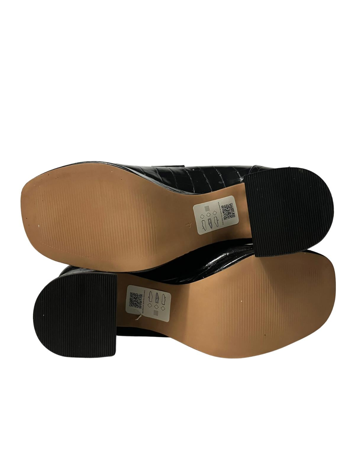 ASOS Design Croc Embossed Platform Loafers Black UK4