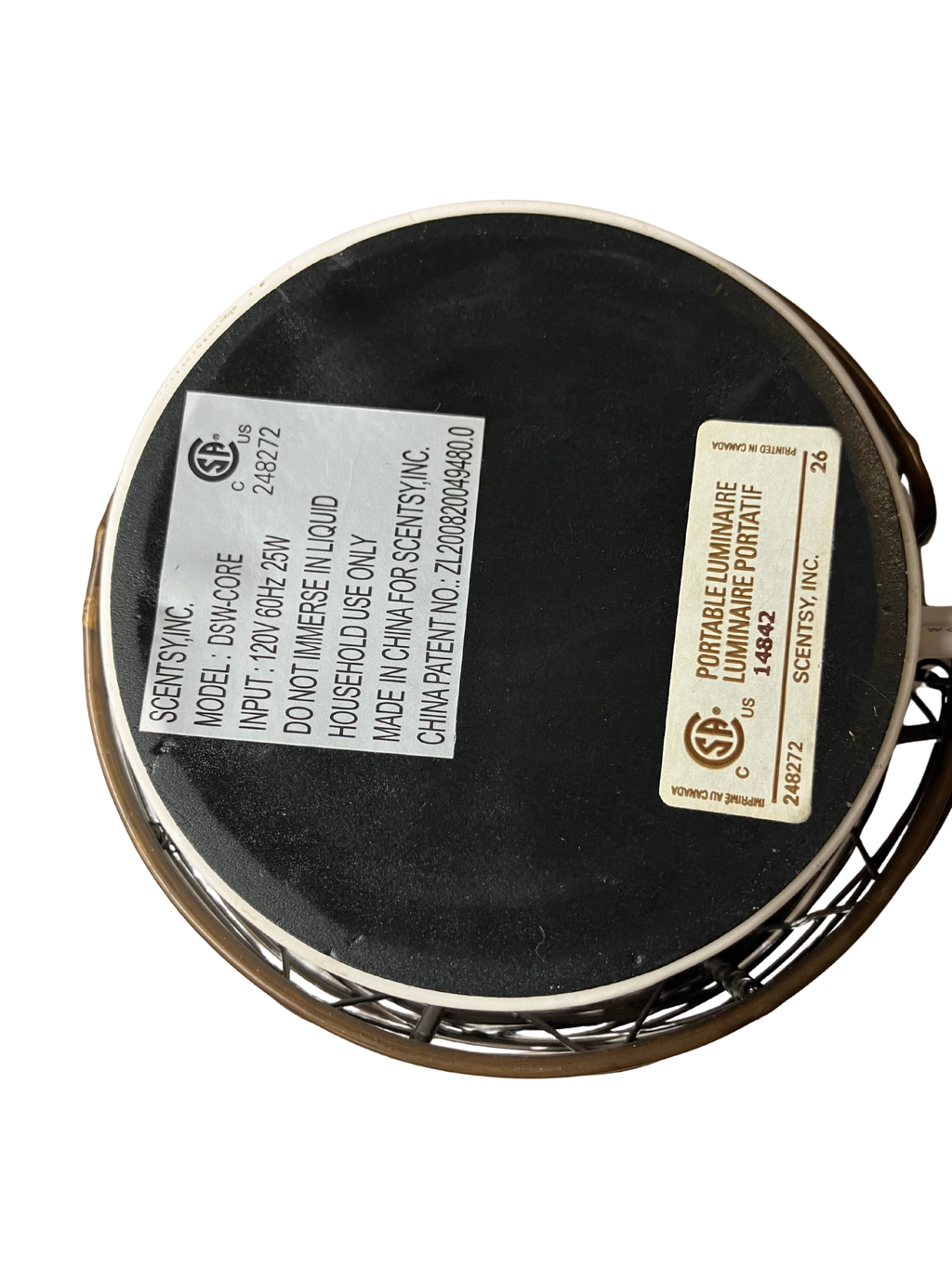 Scentsy Rustic Wire Cage Electric Wax Warmer - White Ceramic - 25W