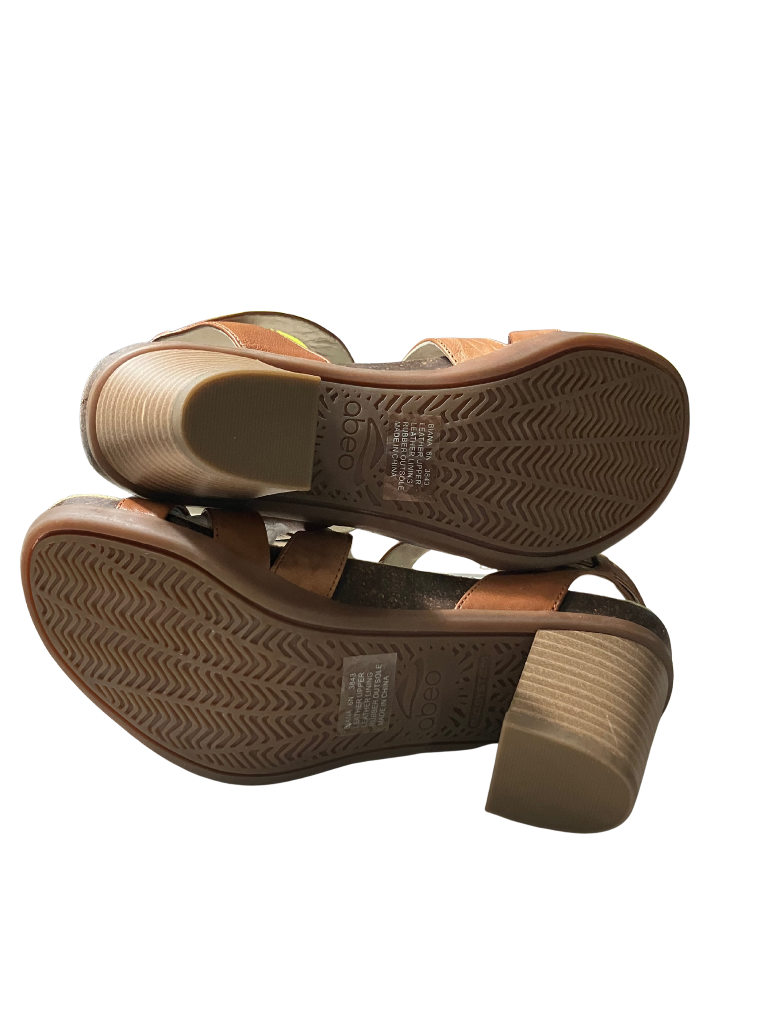 Abeo Biana Brown Leather Heeled Sandals - Size 6 Narrow