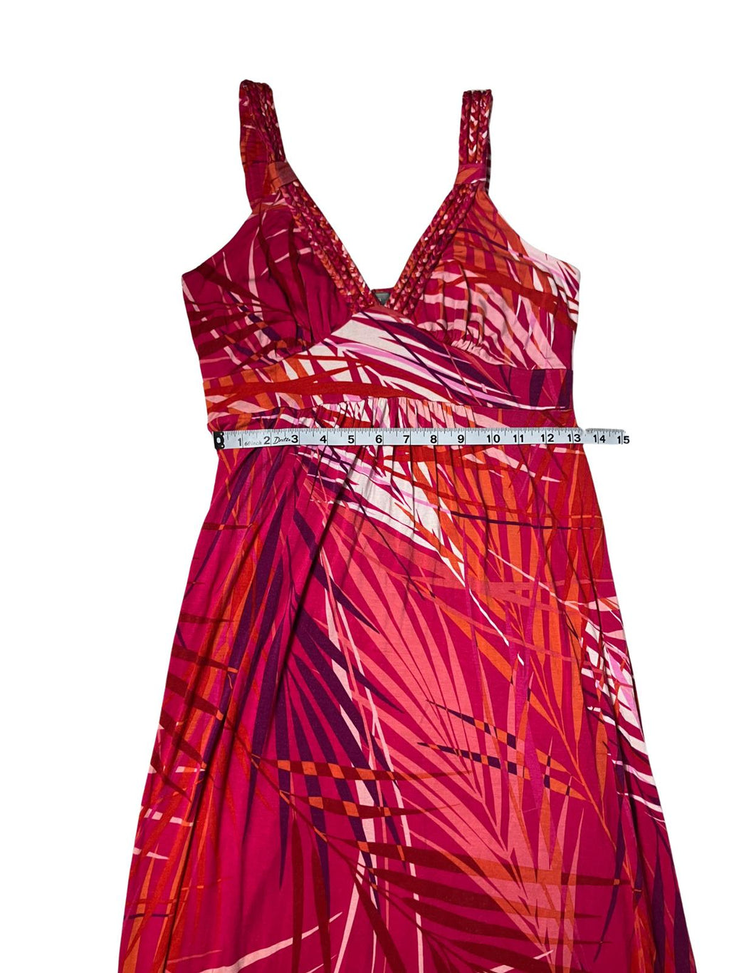 Neiman Marcus — Maxi Dress | Hot pink tropical print, empire waist · Sz M